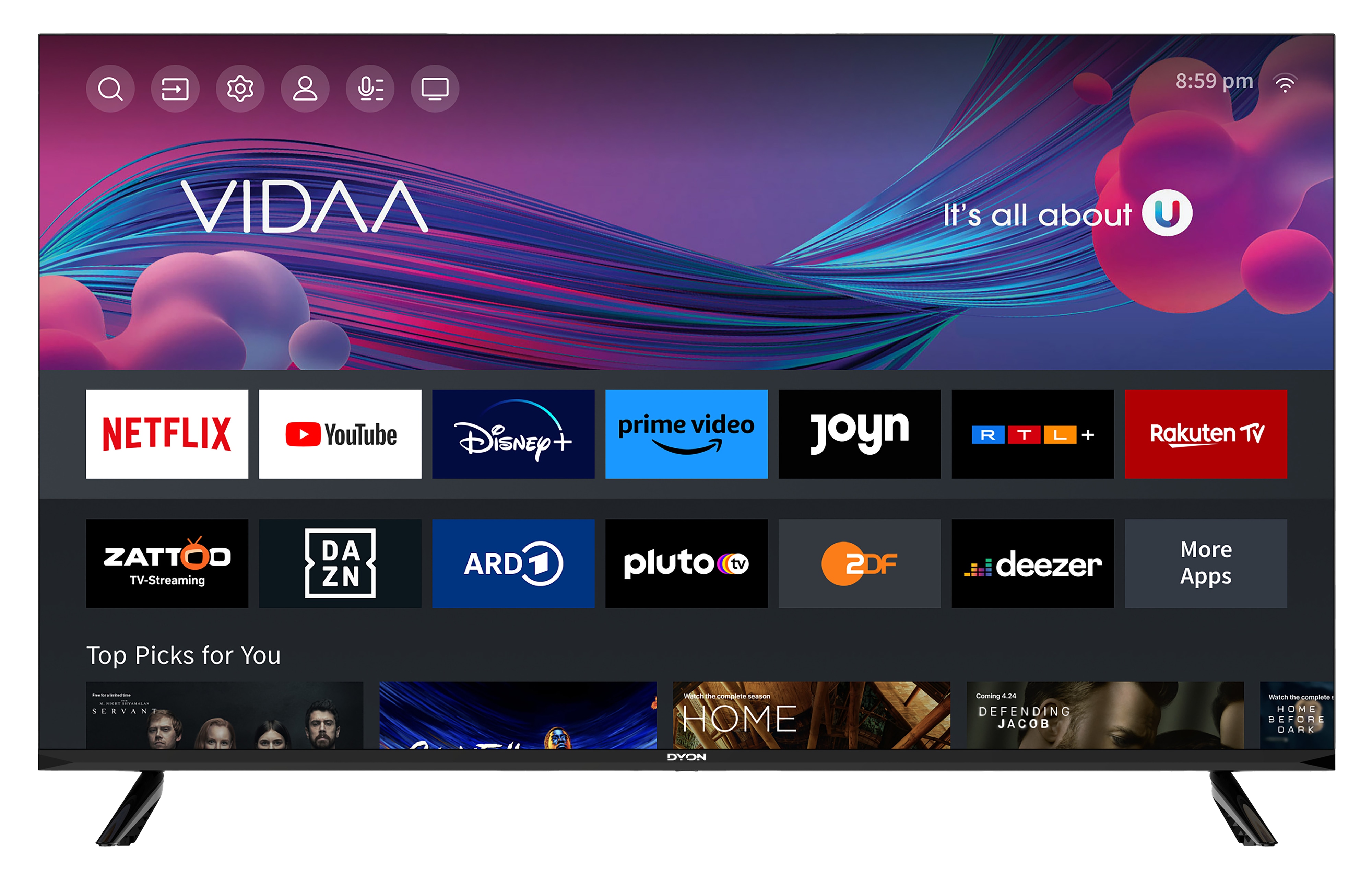 DYON LED-TV Smart 40 VX-2, 101,6 cm (40"), EEK: E, mit VIDAA, Full-HD DYON LED-TV Smart 40 VX-2, 101,6 cm (40"), EEK: E, mit VIDAA, Full-HD
