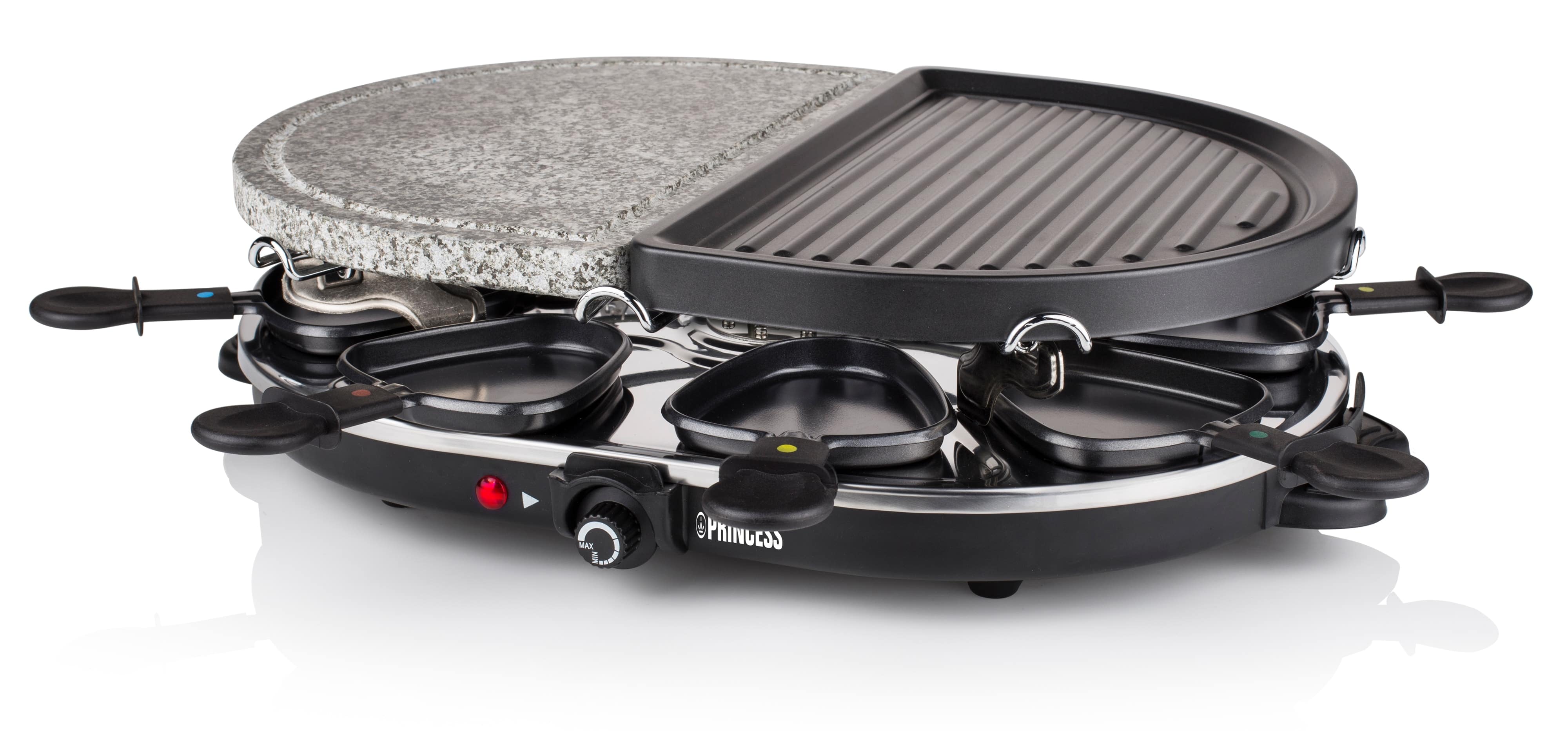 PRINCESS Raclette 8 Oval Stone u. Grill, 1200 W, 8 Personen, 43x30 cm