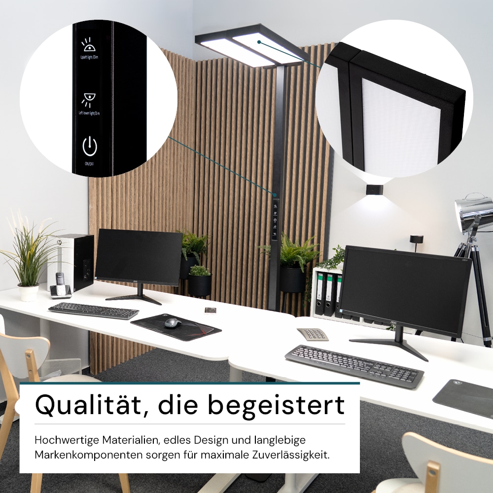 LUXULA LED-Büro-Stehleuchte, Up/Down, 120W, 4000K, EEK: F, 8500lm, IP20, dimmbar, schwarz LUXULA LED-Büro-Stehleuchte, Up/Down, 120W, 4000K, EEK: F, 8500lm, IP20, dimmbar, schwarz