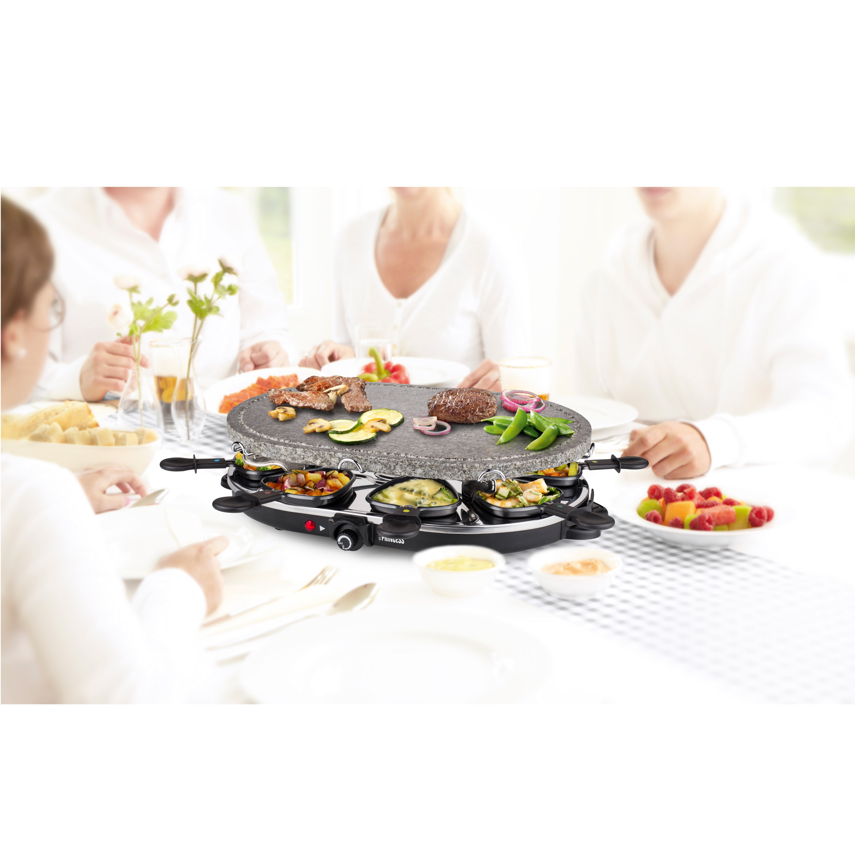 PRINCESS Raclette 8 Oval Steingrillplatte, 1200 W, 8 Pfännchen, 43x30 cm PRINCESS Raclette 8 Oval Steingrillplatte, 1200 W, 8 Pfännchen, 43x30 cm
