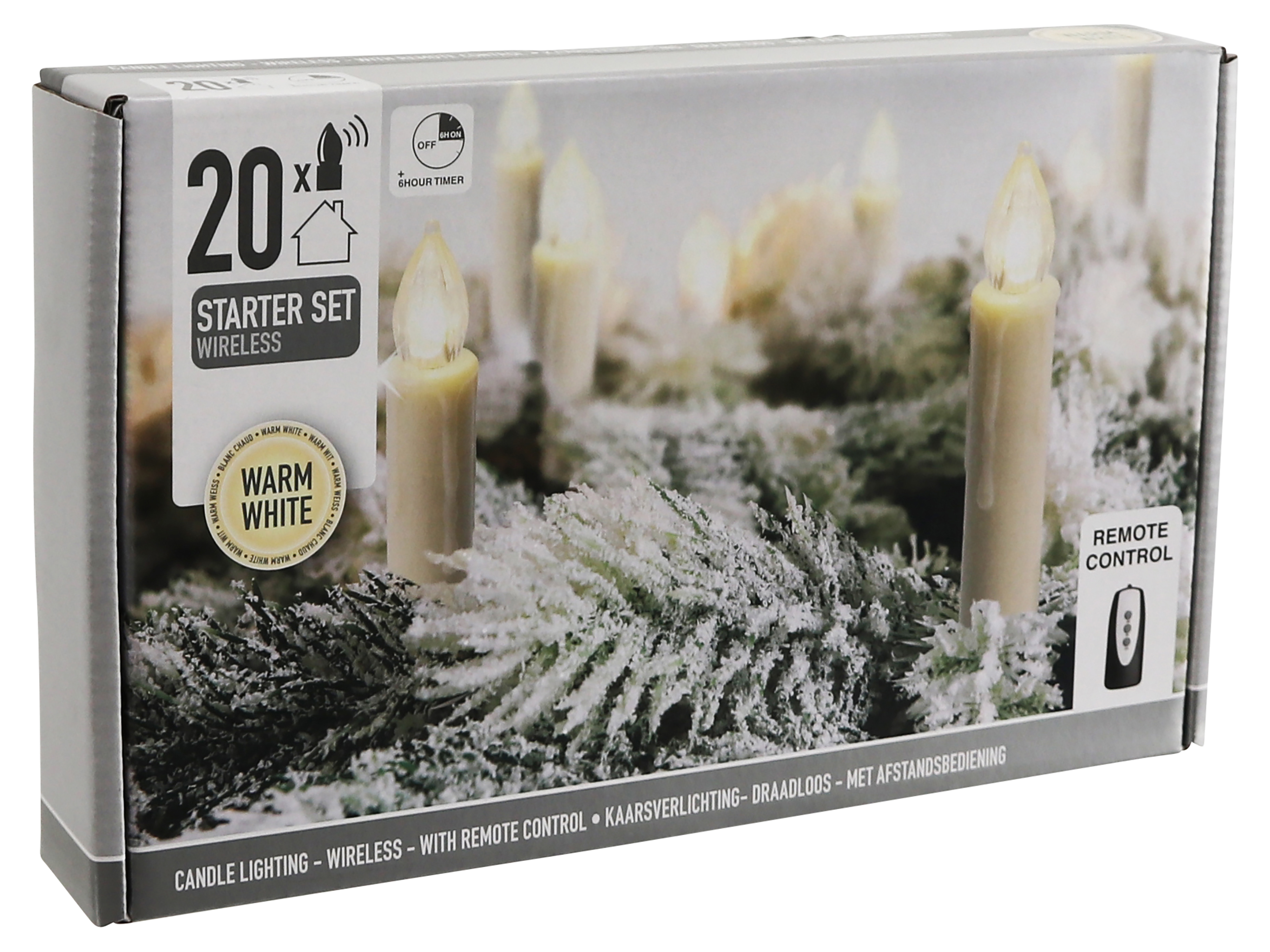 LED-Baumkerzen, 20er Set mit FB, Timer