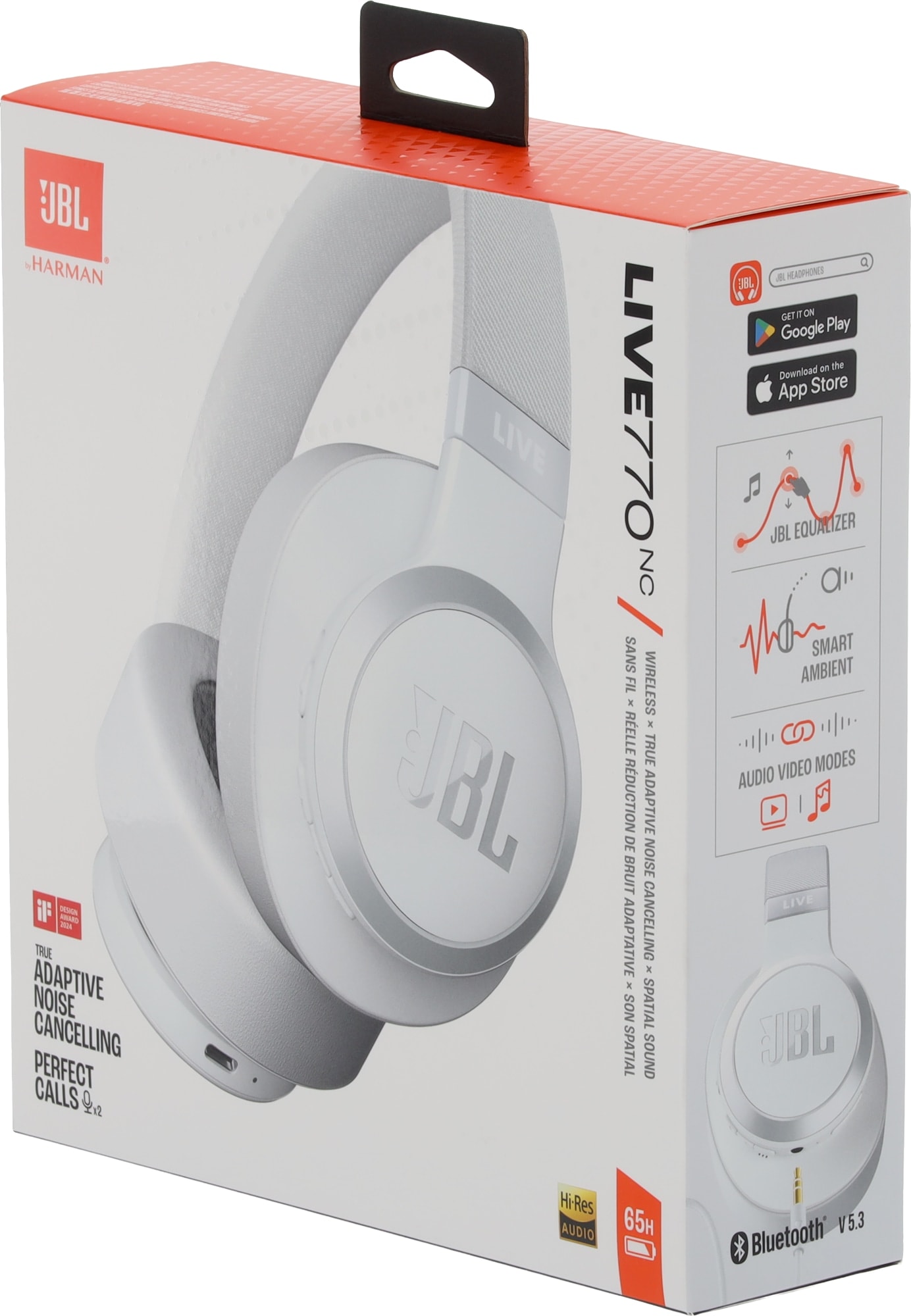 JBL Bluetooth Over-Ear Kopfhörer Live 770 NC, weiß