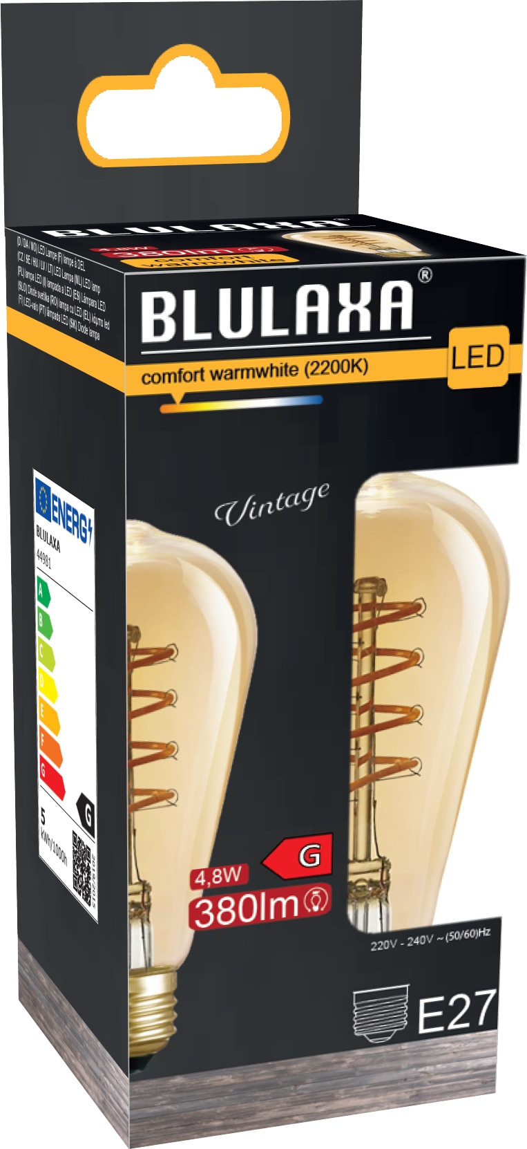 BLULAXA LED FlexFilament ST64, E27, 4,8W, 2200 K, EEK: G, 380 lm, IP20, warmweiß BLULAXA LED FlexFilament ST64, E27, 4,8W, 2200 K, EEK: G, 380 lm, IP20, warmweiß