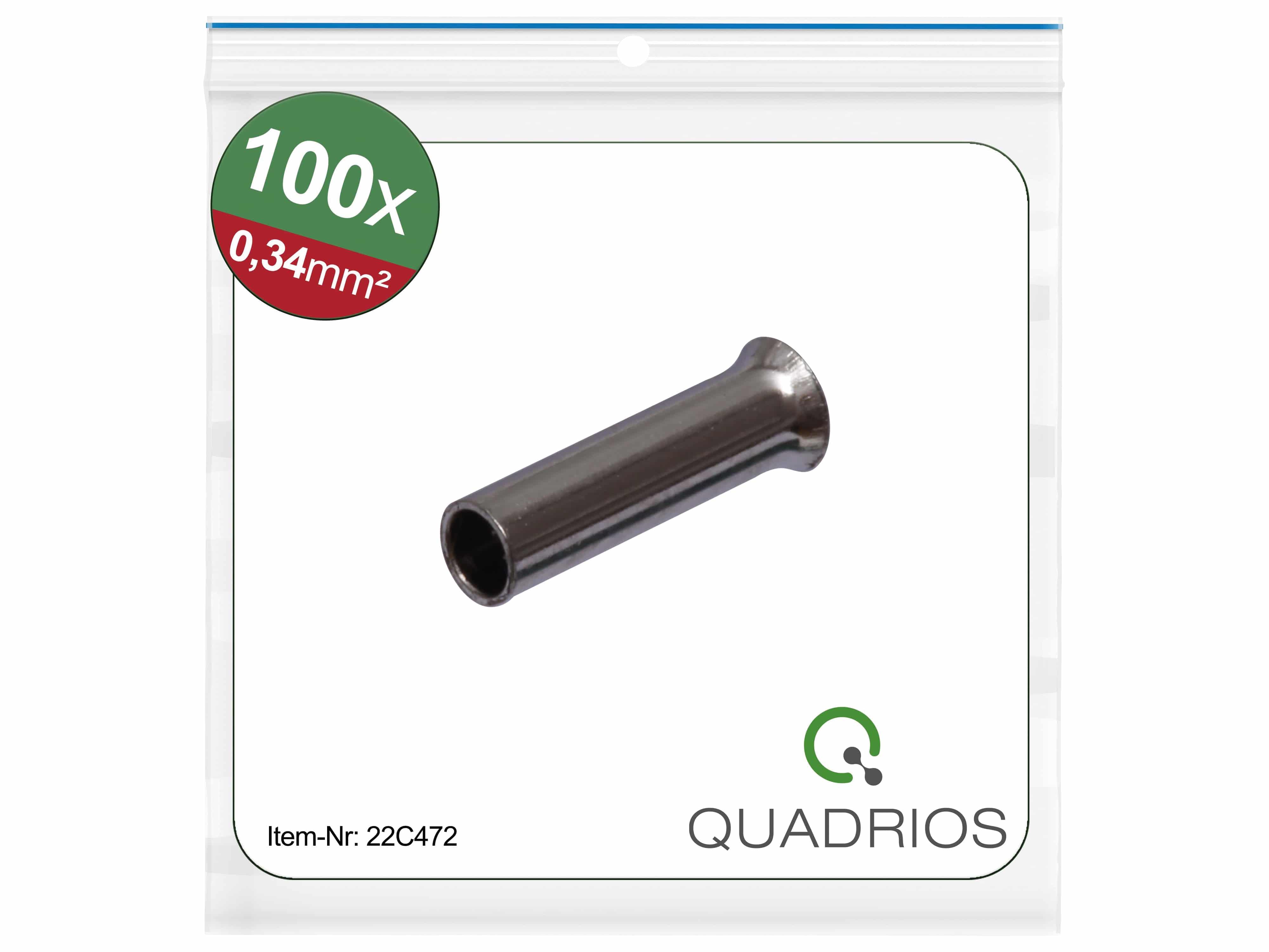 QUADRIOS Aderendhülse 22C472, 0,34 mm², Unisoliert, 100 Stück QUADRIOS Aderendhülse, 22C472, 0,34 mm², Unisoliert, 100 St.