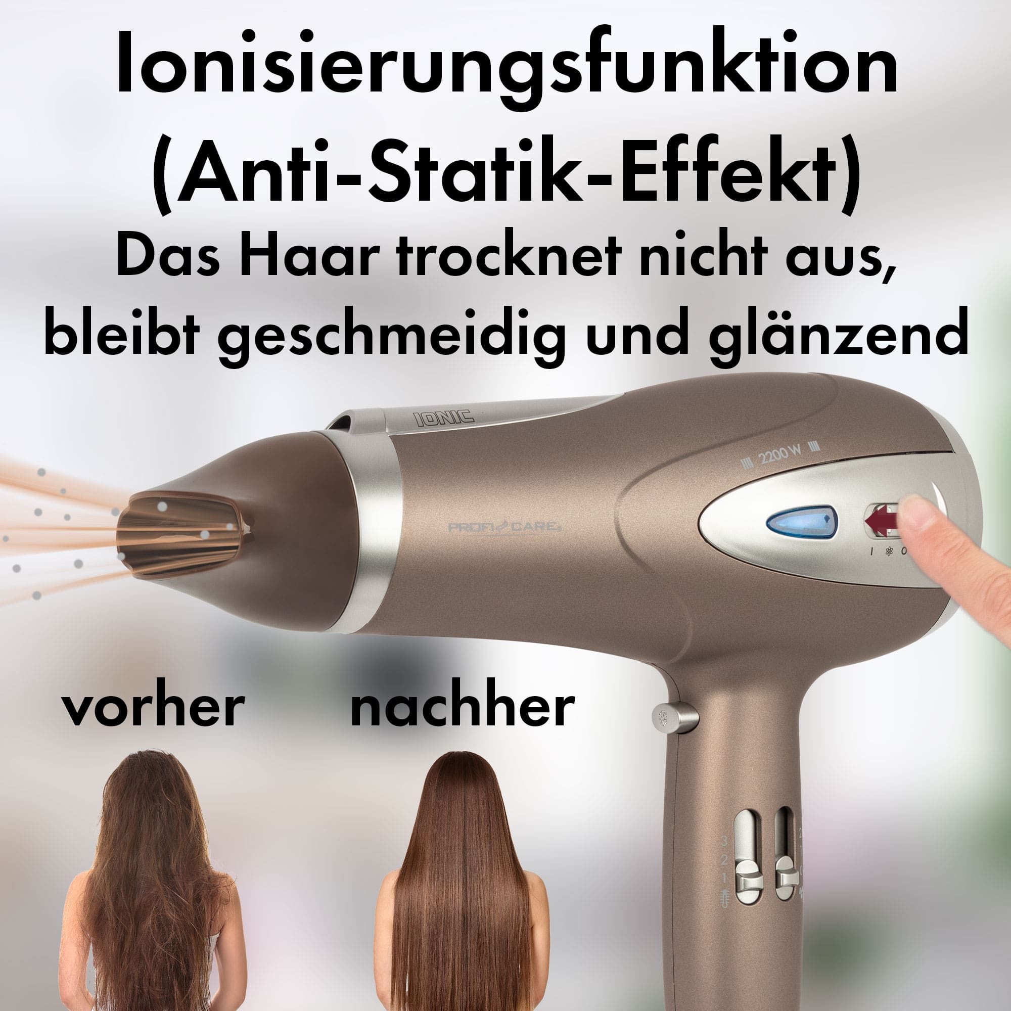 PROFI CARE Haartrockner PC-HTD 3113, Ionisierungsfunktion, 2200W, braun PROFICARE Haartrockner PC-HTD 3113, Ionisierungsfunktion, 2200W, braun