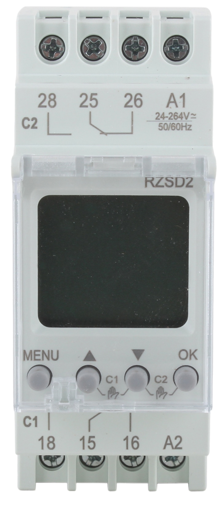 RELTECH Digitale Zeitschaltuhr RZSD2, 230 V, DIN-Schiene, 2 Kanal RELTECH Digitale Zeitschaltuhr RZSD2, 230 V, DIN-Schiene, 2 Kanal