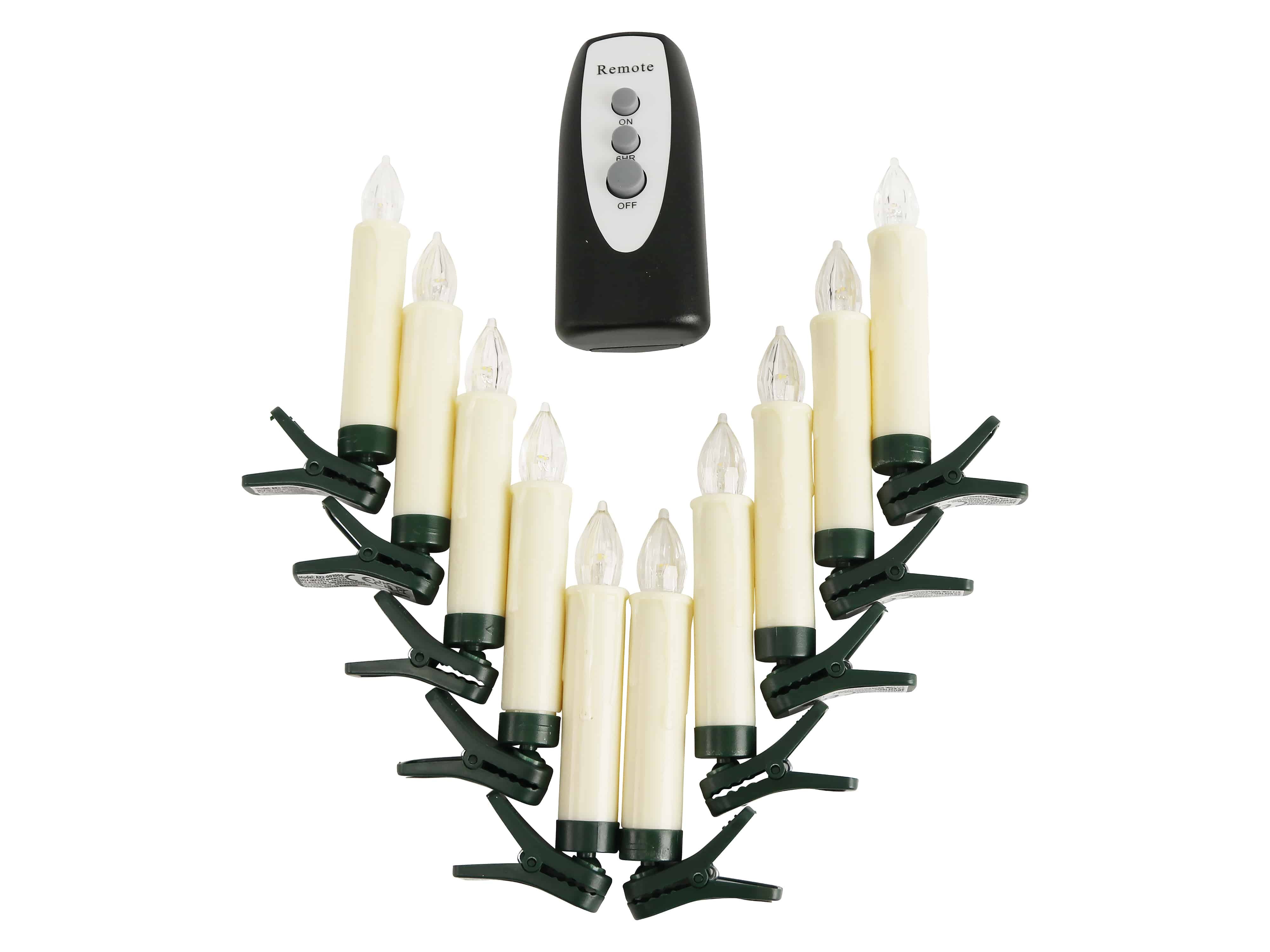 LED-Baumkerzen, 10er Set, kabellos mit FB, Timer LED-Baumkerzen, 10er Set mit FB, Timer