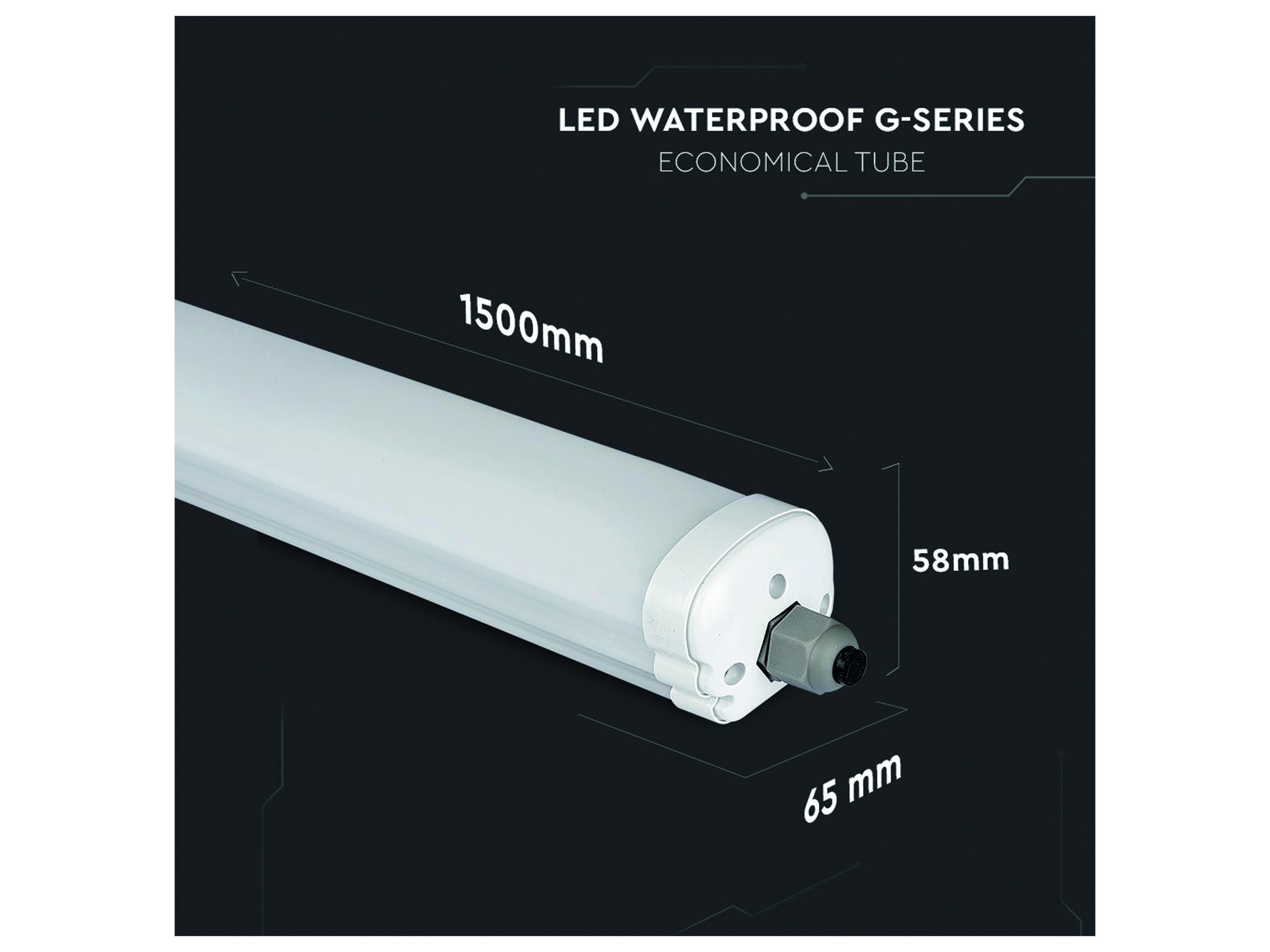 V-TAC LED-Feuchtraum-Wannenleuchte VT-1574-N, EEK: E, 48 W, 5760 lm, 6500 K, 1500 mm V-TAC LED-Feuchtraum-Wannenleuchte VT-1574-N, EEK: E, 48 W, 5760 lm, 6500 K, 1500 mm