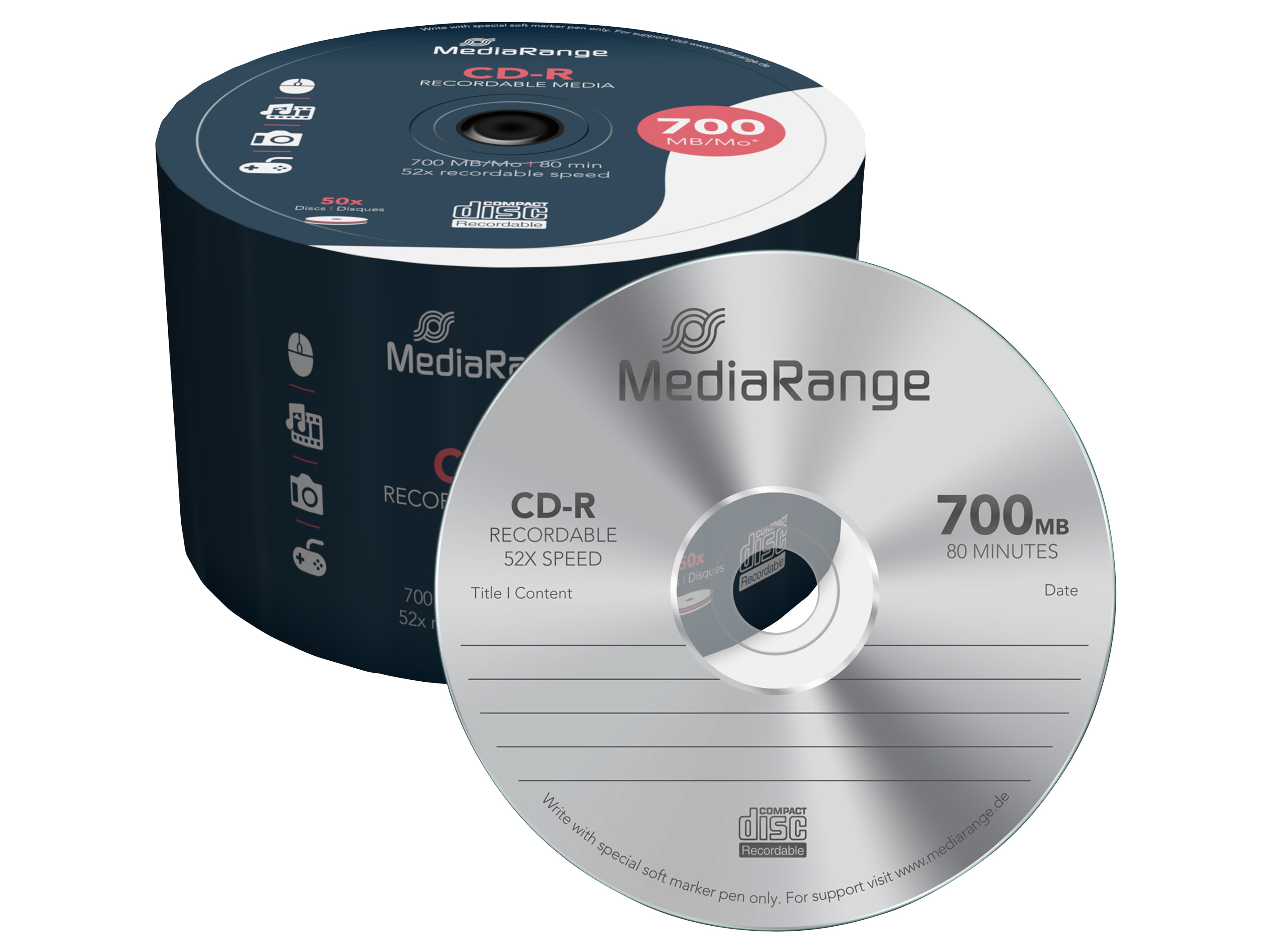 MEDIARANGE CD-R Spindel MR207 700MB MEDIARANGE CD-R Spindel MR207 700MB