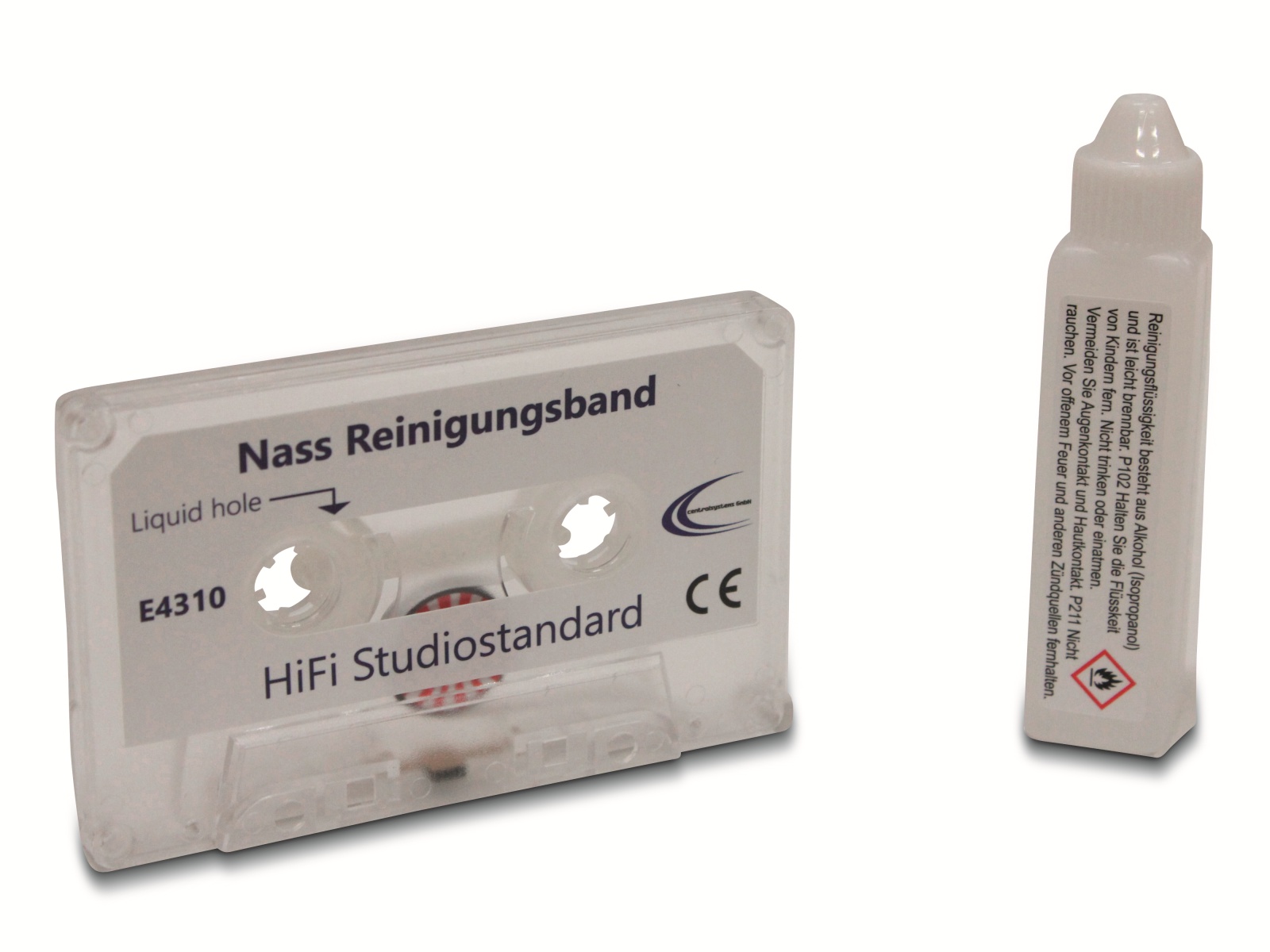 CENTRALSYSTEMS Reinigungskassette für Kassettenrekorder, mit Reinigungsflüssigkeit Reinigungskassette für Kassettenrekorder, mit Reinigungsflüssigkeit