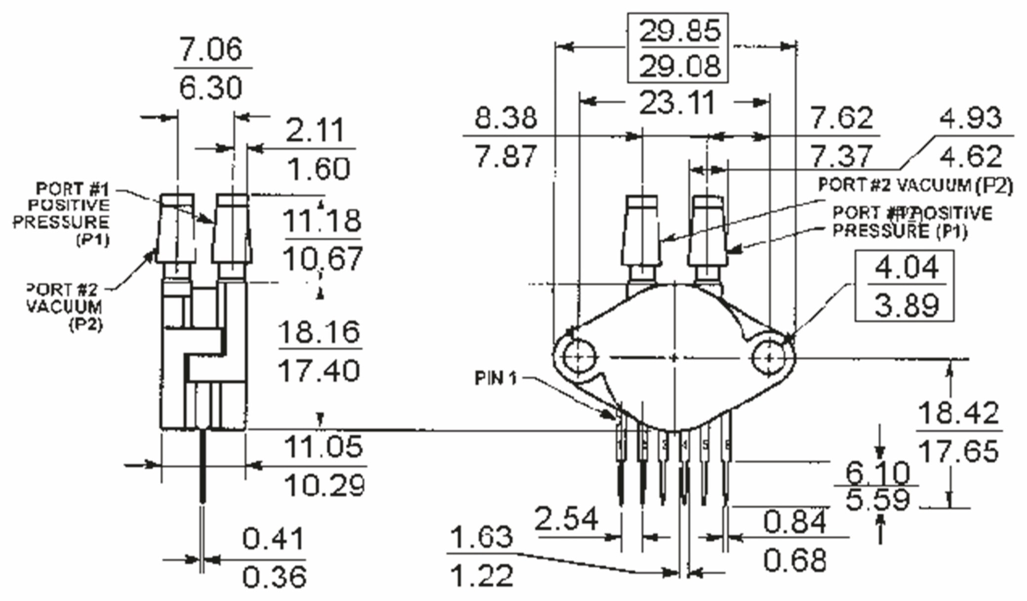 FREESCALE Drucksensor MP5010DP, 0 ... 10 kPa, 450 mV/kPa FREESCALE Drucksensor MP5010DP, 0 ... 10 kPa, 450 mV/kPa