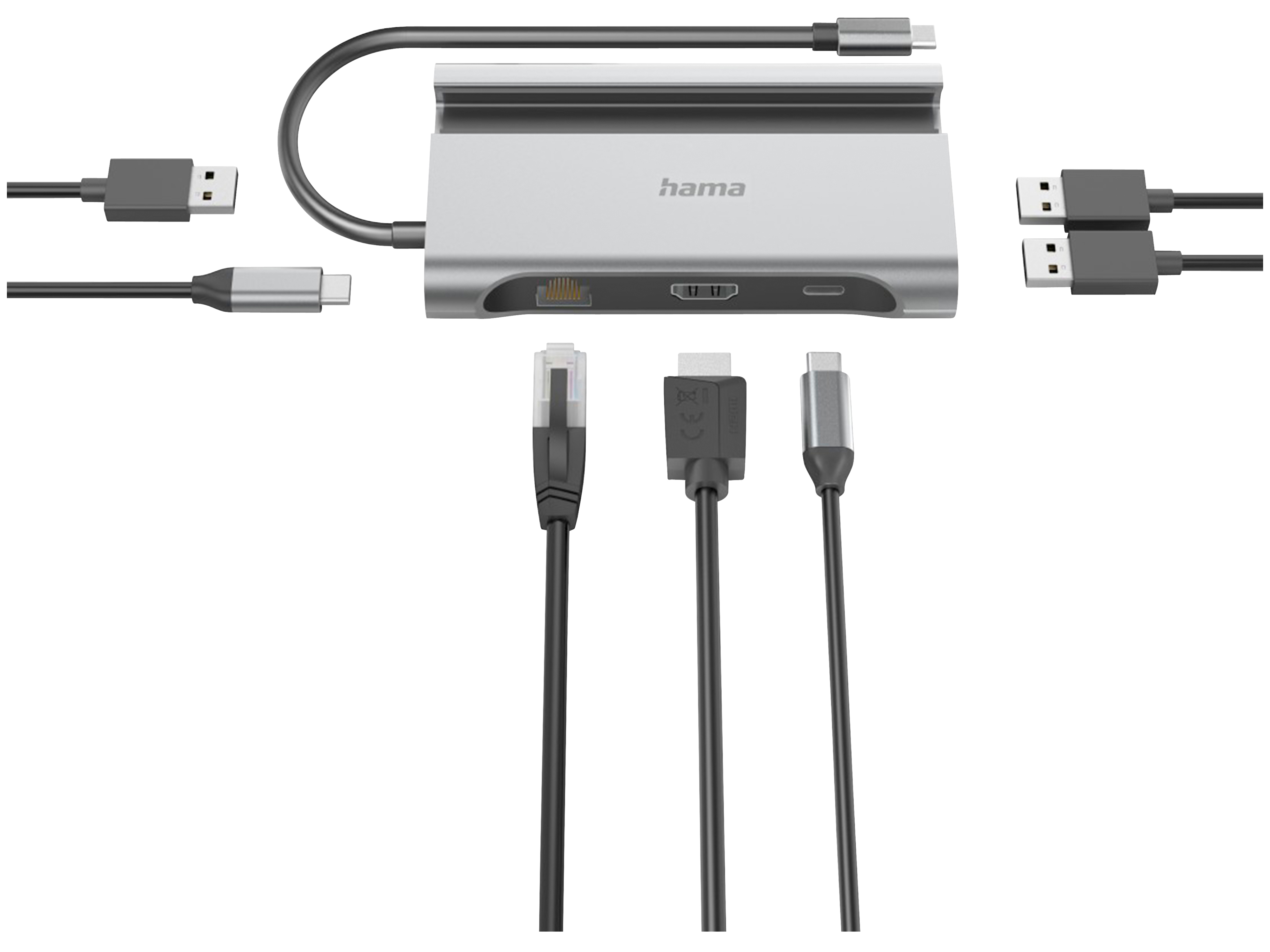 HAMA USB-C-Hub "Connect2Mobile V2", USB-A, USB-C, HDMI, LAN, Multiport HAMA USB-C Hub Connect2Mobile V2