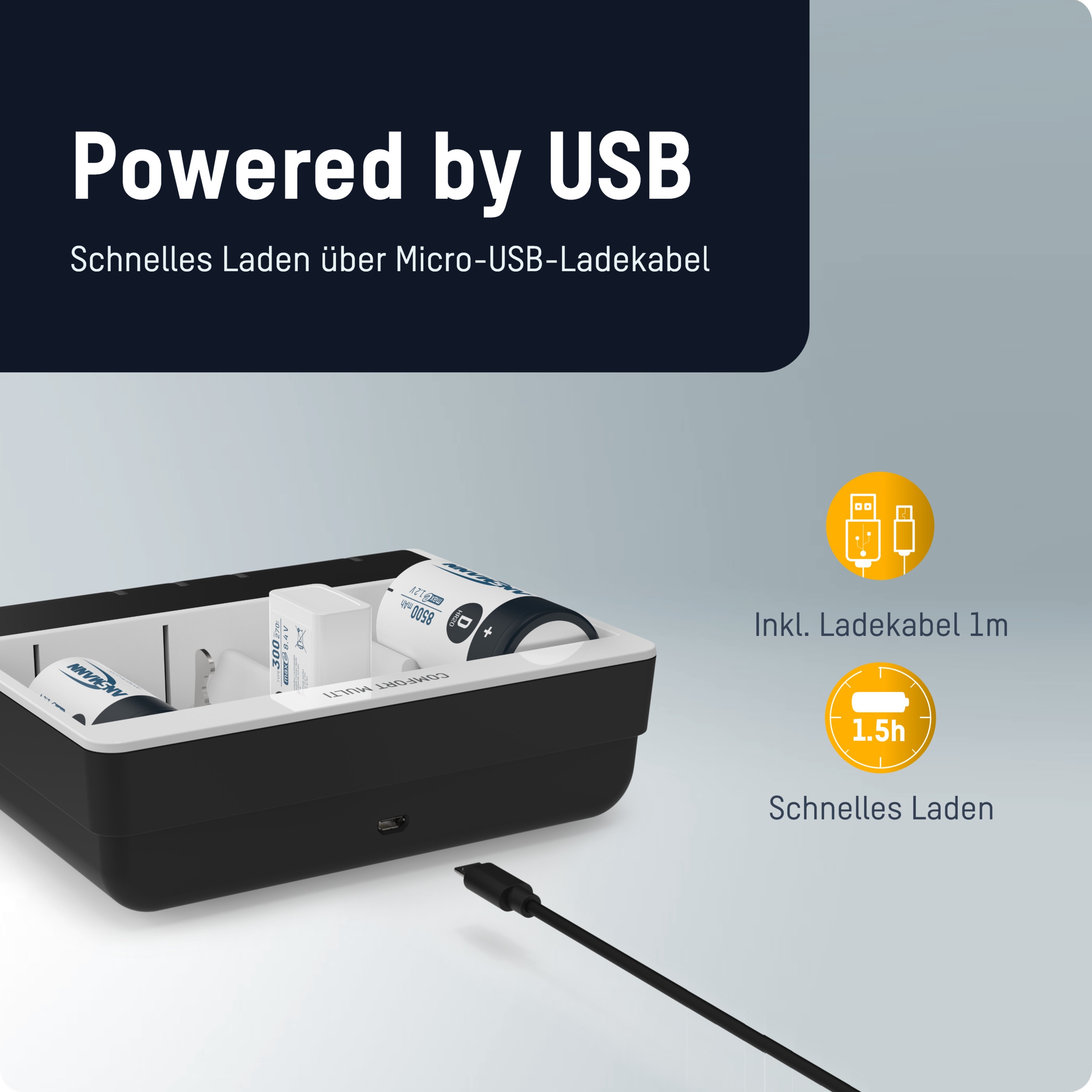 ANSMANN Ladegerät Comfort Multi, mit USB-Eingang ANSMANN Ladegerät Comfort Multi, mit USB-Eingang