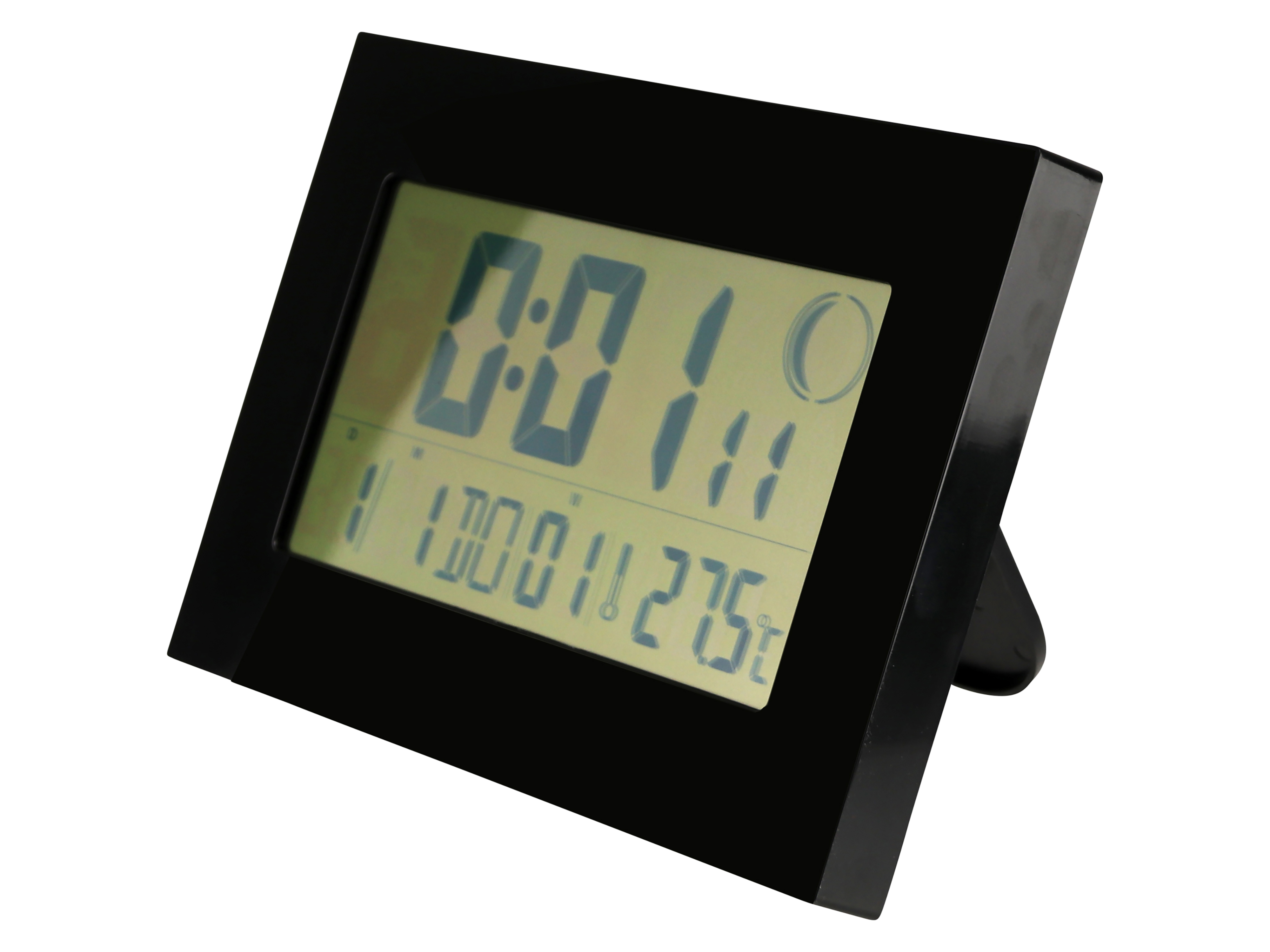 Digitale Funkuhr, Datumsanzeige, Wecker, Temperaturanzeige, Schwarz Digitale Funkuhr, Datumsanzeige, Wecker, Temperaturanzeige, Schwarz