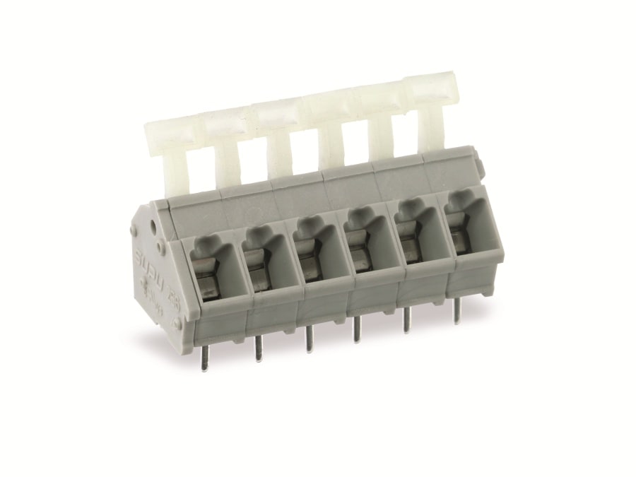 Leiterplattenklemme SUPU 256306, 6-polig, RM 5, 16 A/250 V Leiterplattenklemme SUPU 256306, 6-polig, RM 5, 16 A/250 V