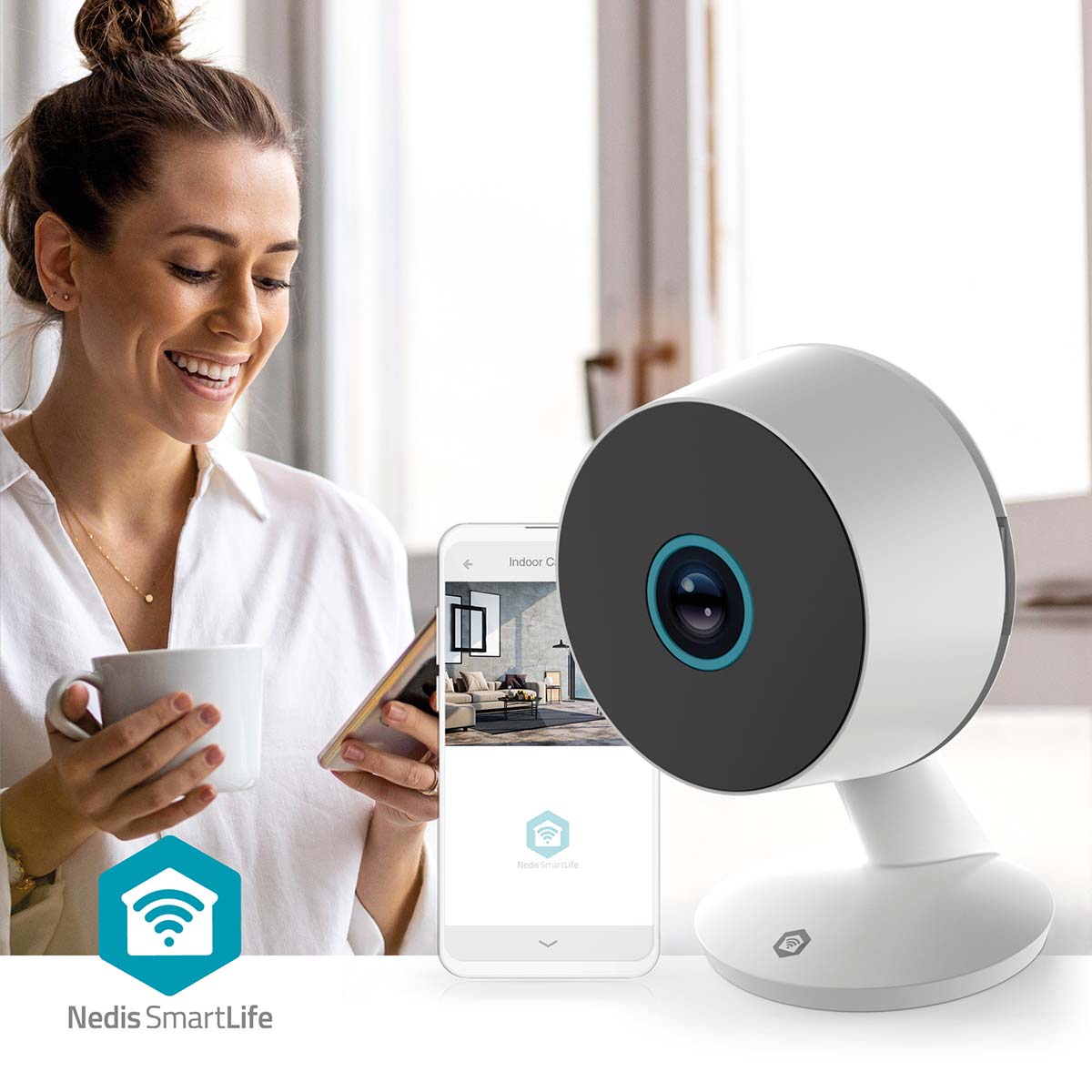 NEDIS SmartLife Indoor Kamera WIFICI08CWT, 3MP Full HD 1296p, Nachtsicht, Bewegungsmelder, weiß NEDIS SmartLife Indoor Kamera WIFICI08CWT, 3MP Full HD 1296p, Nachtsicht, Bewegungsmelder, weiß