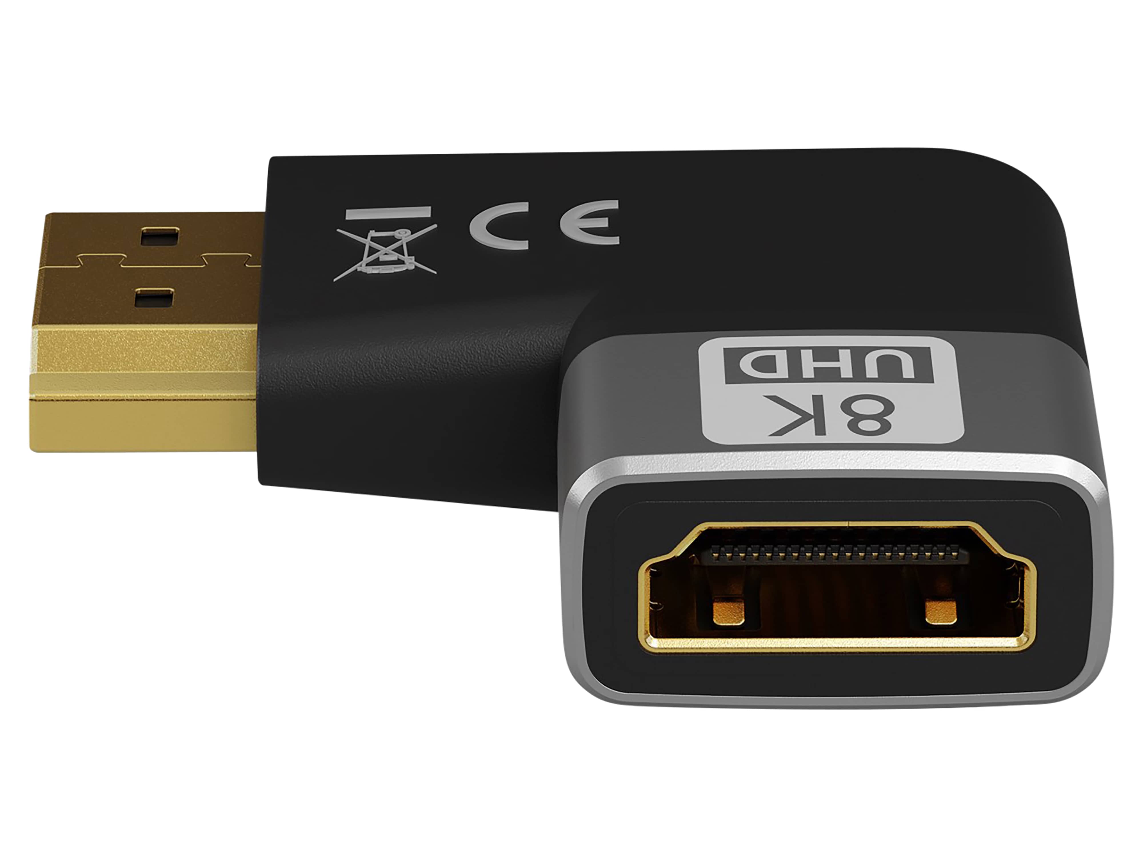 GOOBAY HDMI-Adapter 72010 90° horizontal 8k 60Hz vergoldet GOOBAY HDMI-Adapter 72010 90° horizontal 8k 60Hz vergoldet