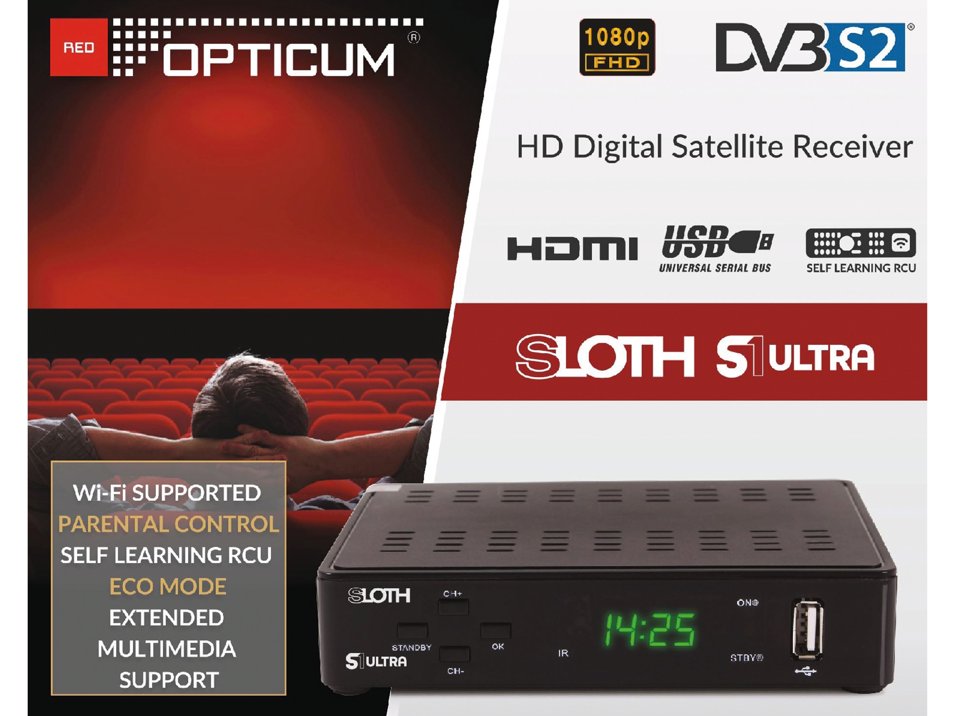 RED OPTICUM SAT-Receiver Sloth S1 Ultra RED OPTICUM SAT-Receiver Sloth S1 Ultra