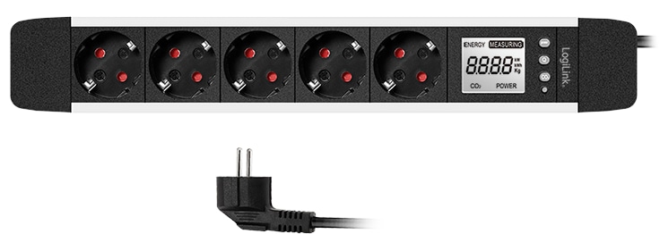 LOGILINK Steckdosenleiste LPS286, 5-fach, Display, Echzeit Energieverbrauch