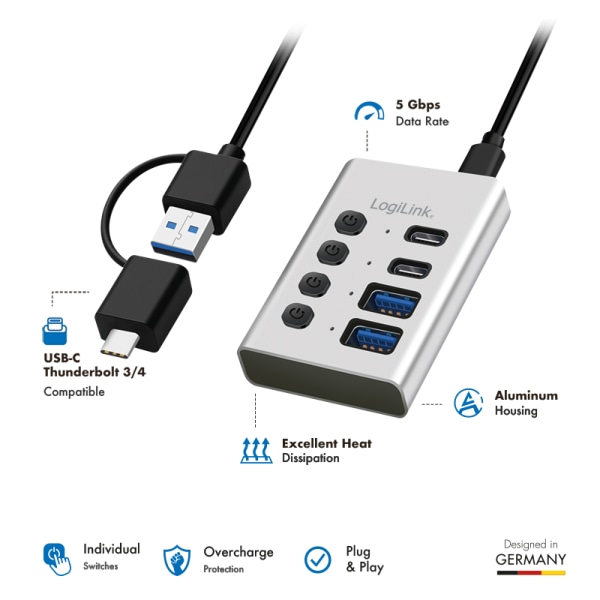 LOGILINK USB-C Hub UA0446, 4 Port LOGILINK USB-C Hub UA0446, 4 Port