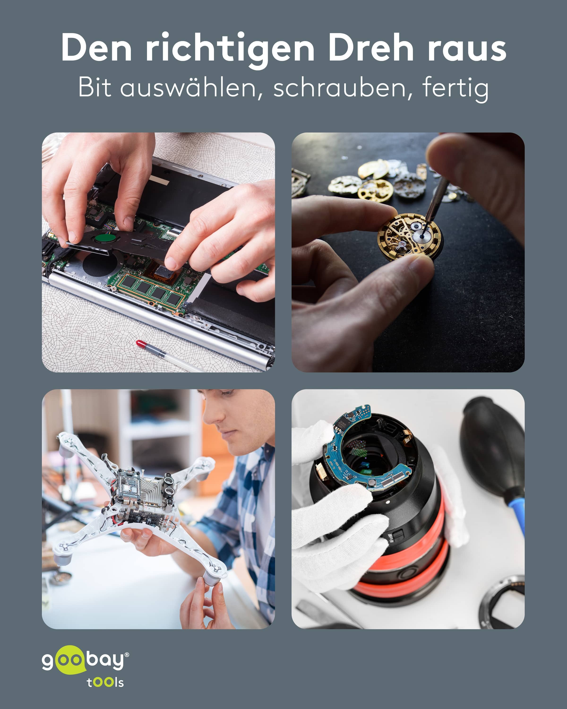 GOOBAY TOOLS Elektrischer Schraubendreher, 77838, mit 20-tlg. Präzisions-Bitsatz GOOBAY TOOLS Elektrischer Schraubendreher, 77838, mit 20-tlg. Präzisions-Bitsatz