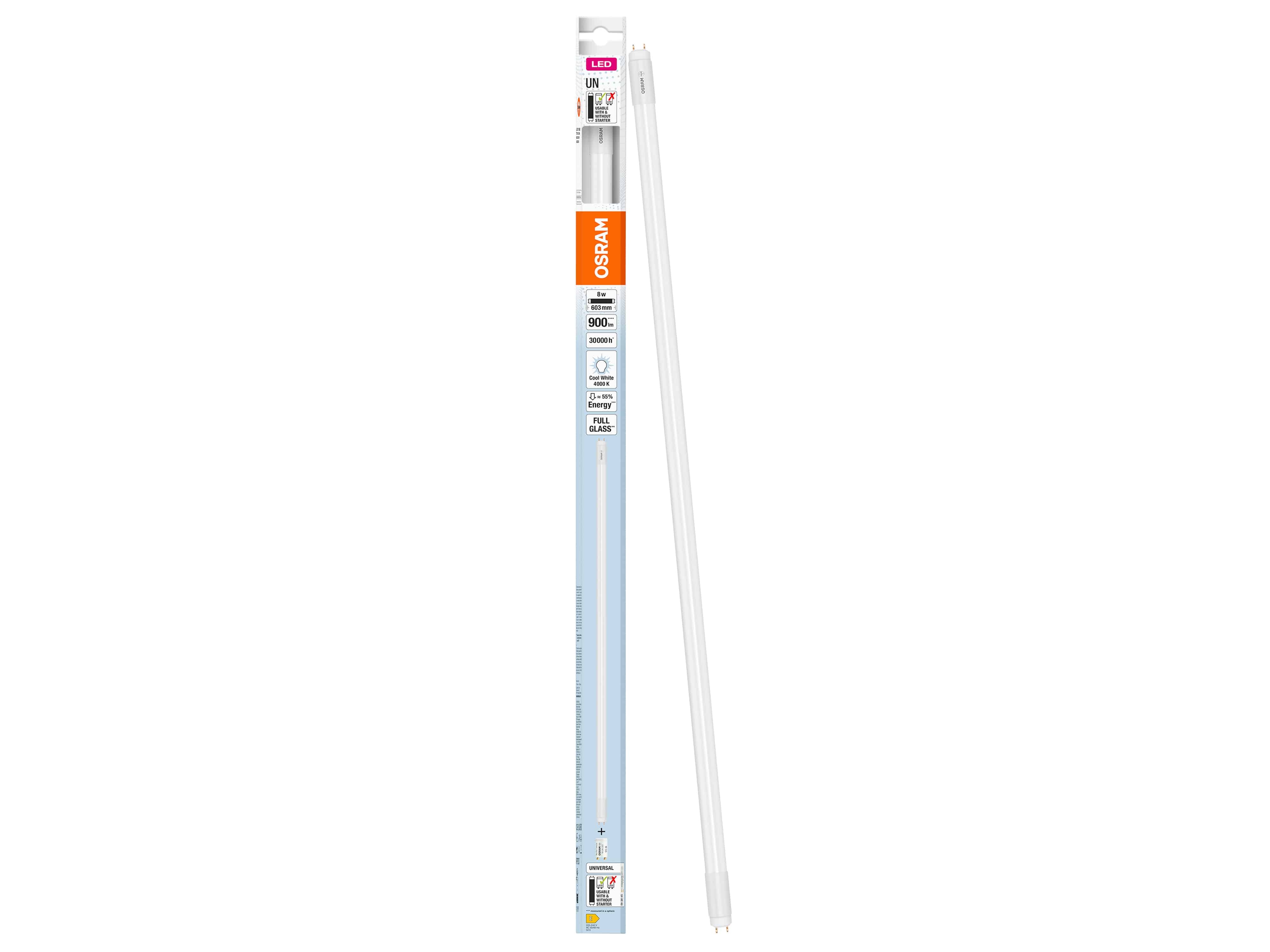 OSRAM LED-Röhre, T8, 600mm, G13, EEK: E, 8W, 900lm, 4000K OSRAM LED-Röhre, T8, 600mm, G13, EEK: E, 8W, 900lm, 4000K