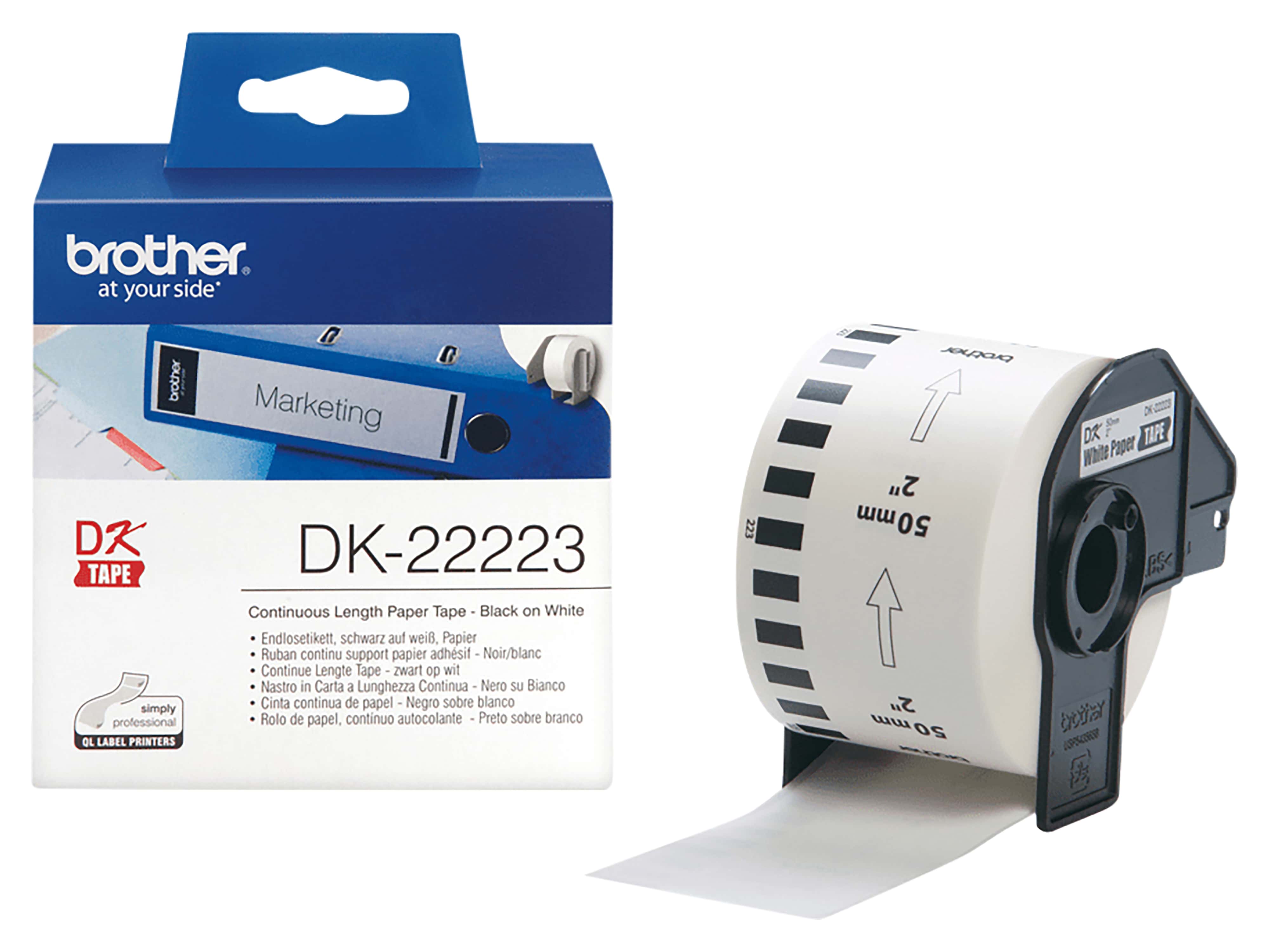 BROTHER Etiketten DK22223 50mm x 30,48m Rolle weiß BROTHER Etiketten DK22223 50mm x 30,48m Rolle weiß