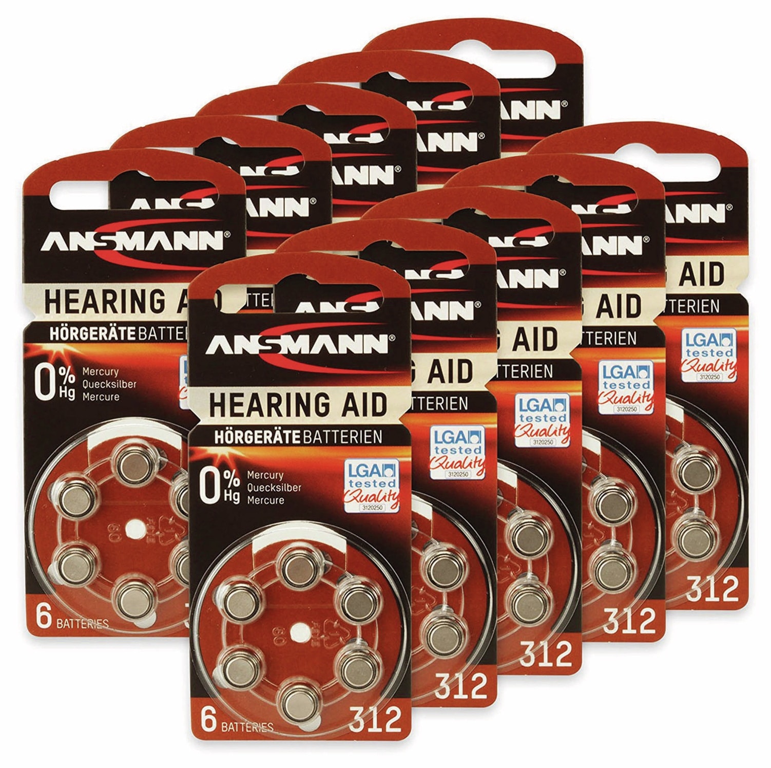 ANSMANN Hörgeräte-Batterie, HEARING AID, PR41, Größe 312, 60 Stück ANSMANN Hörgeräte-Batterie, HEARING AID, PR41, Größe 312, 60 Stück