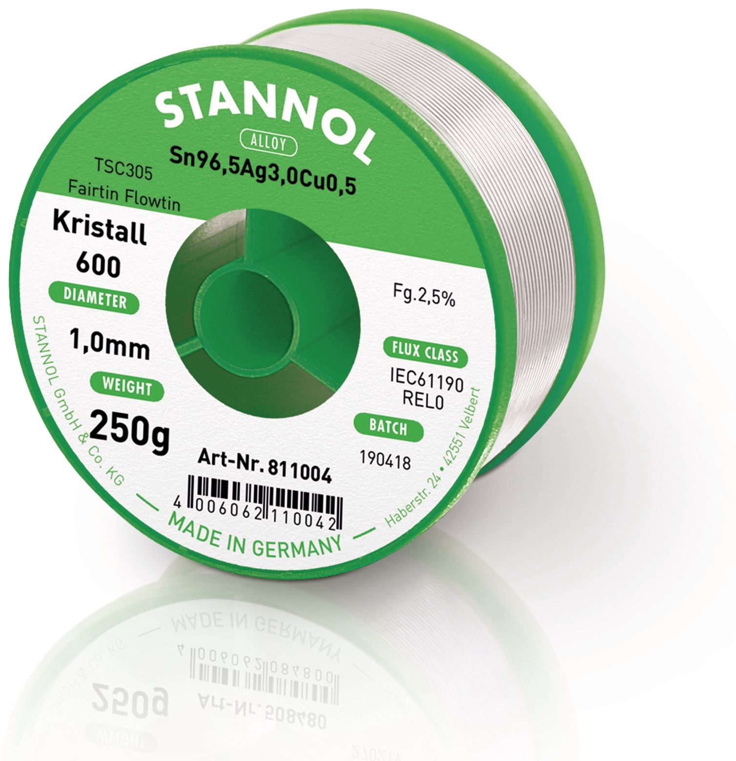 STANNOL Lötzinn Kristall 600 TSC305, 1,0 mm, 250 g STANNOL Lötzinn Kristall 600 TSC305, 1,0 mm, 250 g