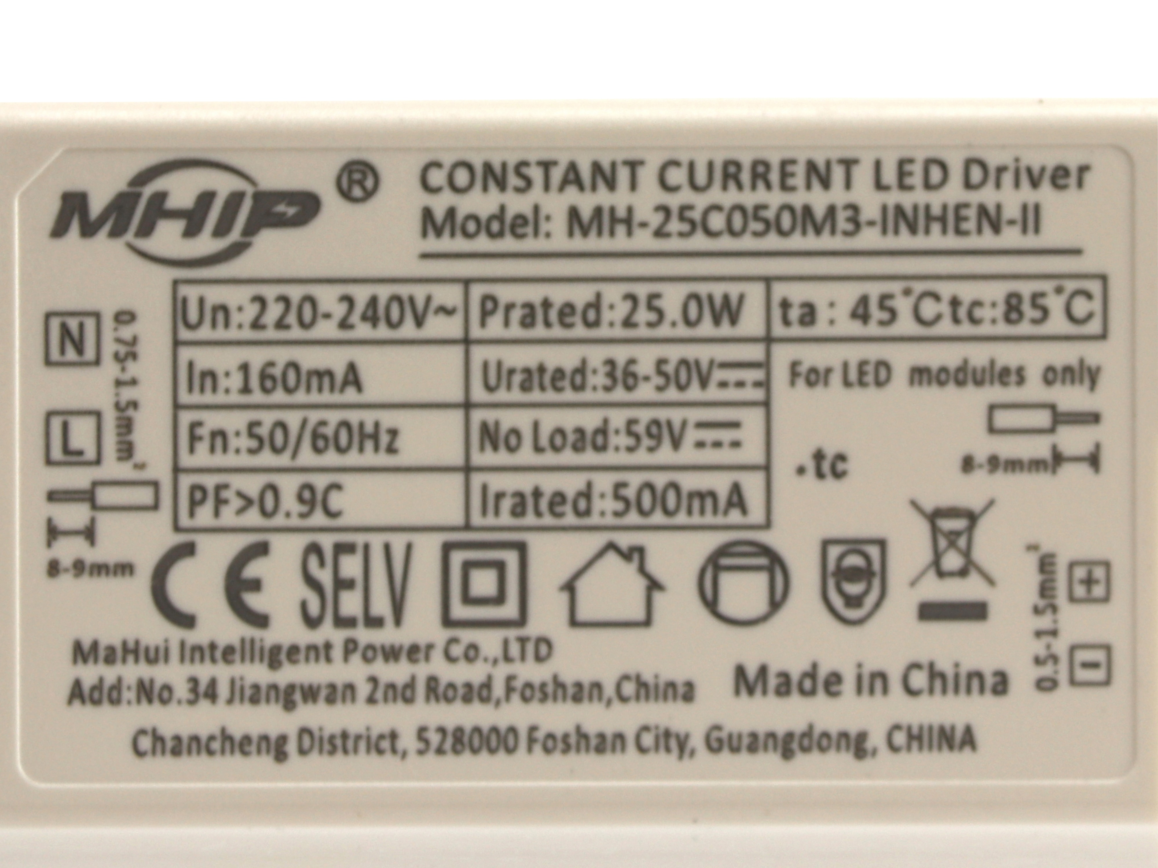 MHIP LED-Schaltnetzteil MH-25C050M3, 25 W MHIP LED-Schaltnetzteil MH-25C050M3, 25 W