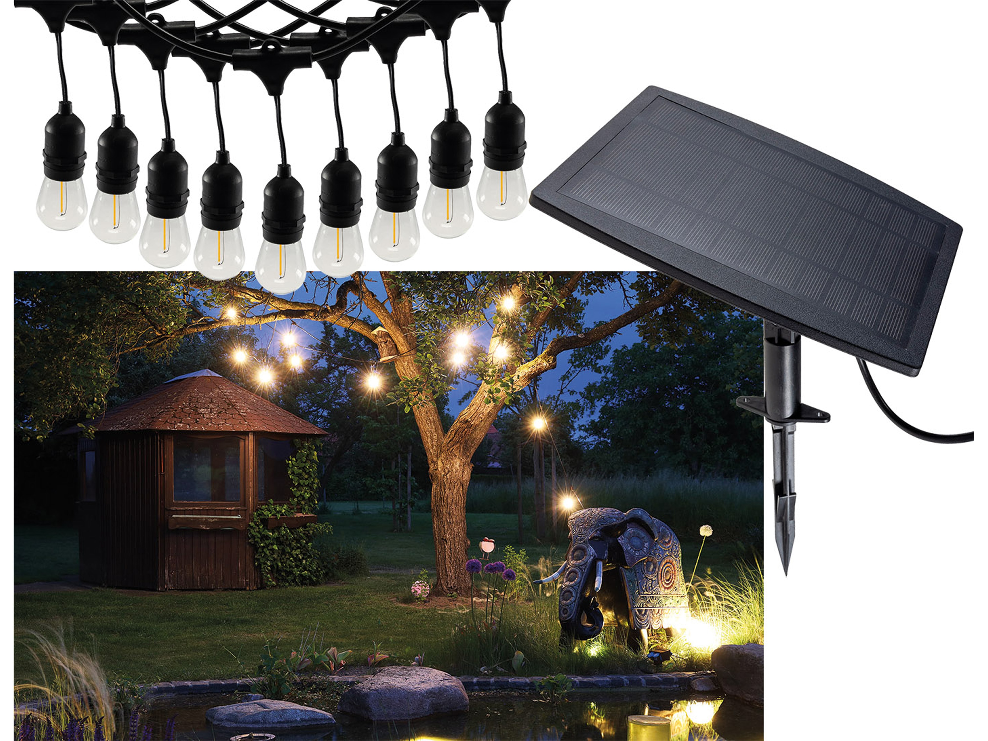 CHILITEC Solar-LED-Lichterkette CT-BGL 10Solar, 10 Lampen, IP44 CHILITEC Solar-LED-Lichterkette CT-BGL 10Solar, 10 Lampen, IP44