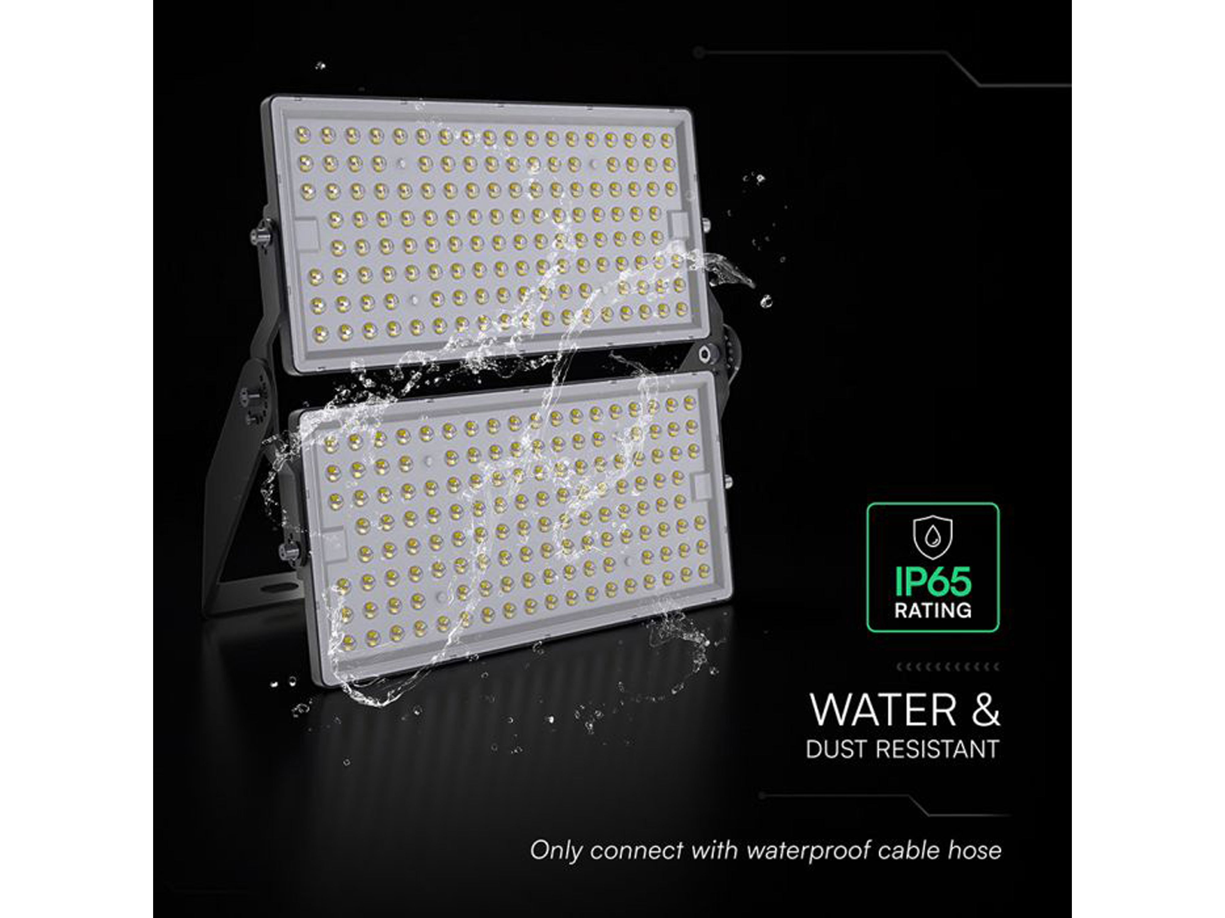 V-TAC LED-Fluter VT-48500, 500W, 4000K, EEK: D, 67500lm, neutralweiß, IP65, schwarz V-TAC LED-Fluter VT-48500, 500W, 4000K, EEK: D, 67500lm, neutralweiß, IP65, schwarz