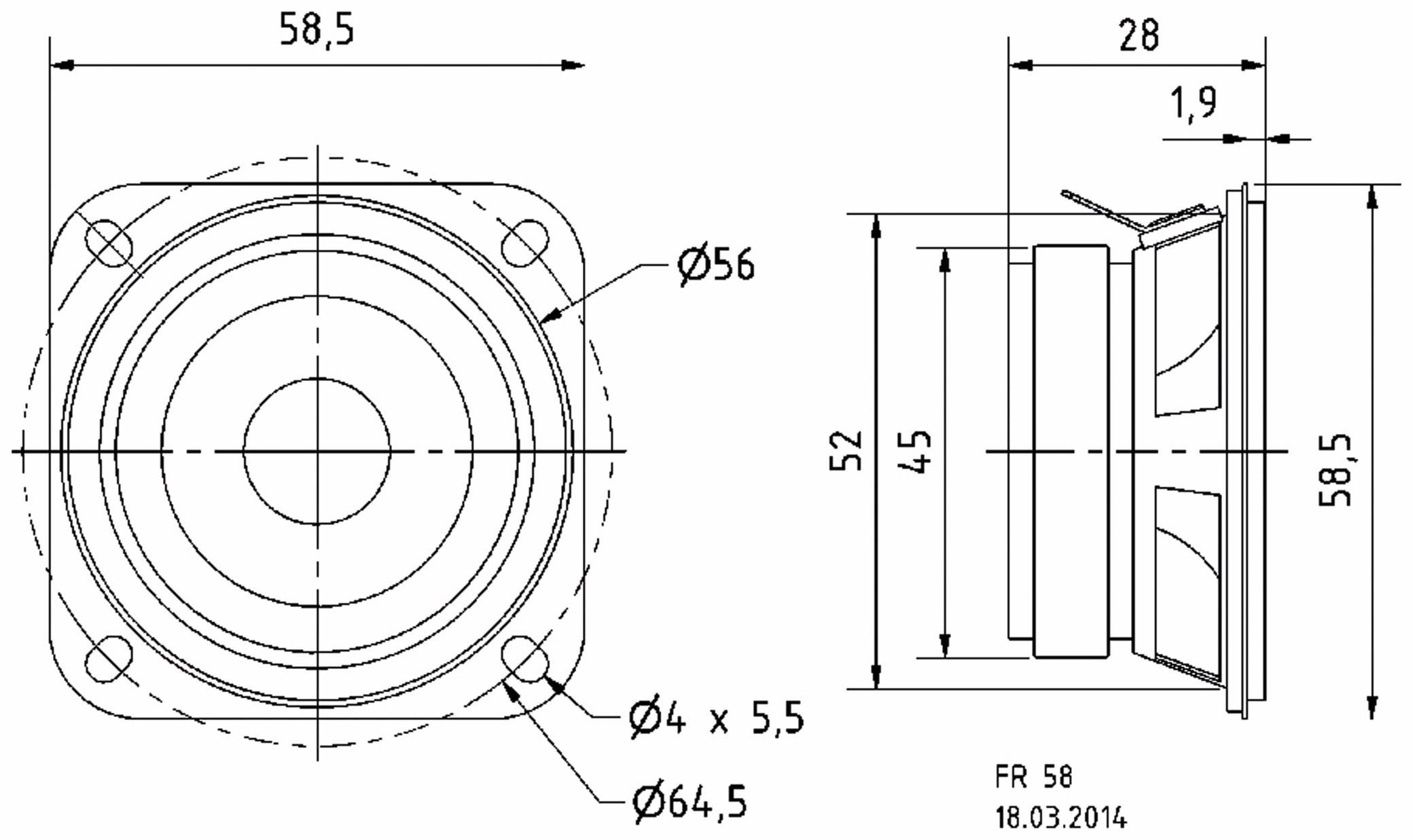 VISATON Breitbandlautsprecher FR 58, 4 Ohm VISATON Breitbandlautsprecher FR 58, 4 Ohm