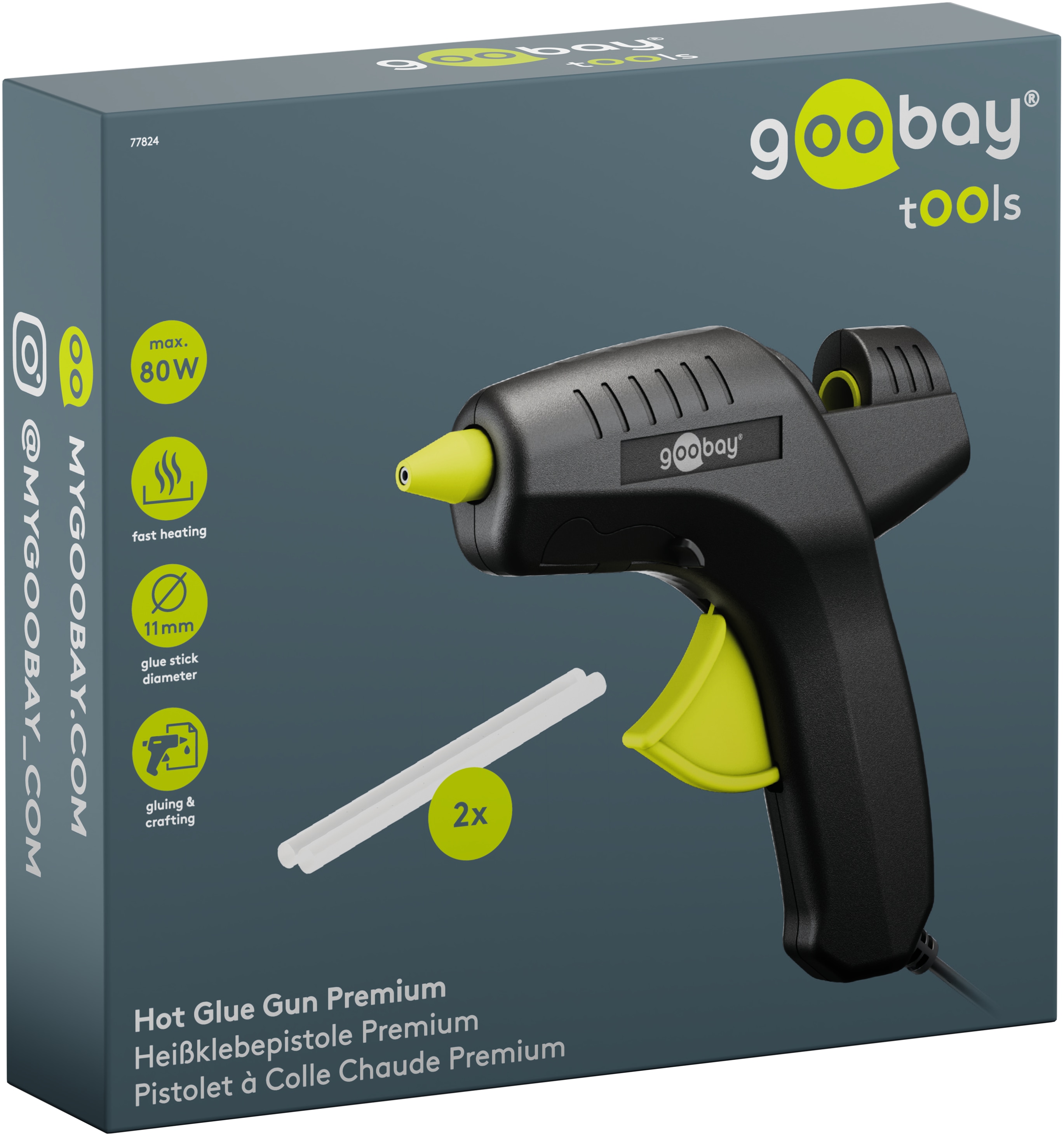 GOOBAY TOOLS Heißklebepistole Premium, 77824, 80 W, inkl. 2 Klebesticks GOOBAY TOOLS Heißklebepistole Premium, 77824, 80 W, inkl. 2 Klebesticks