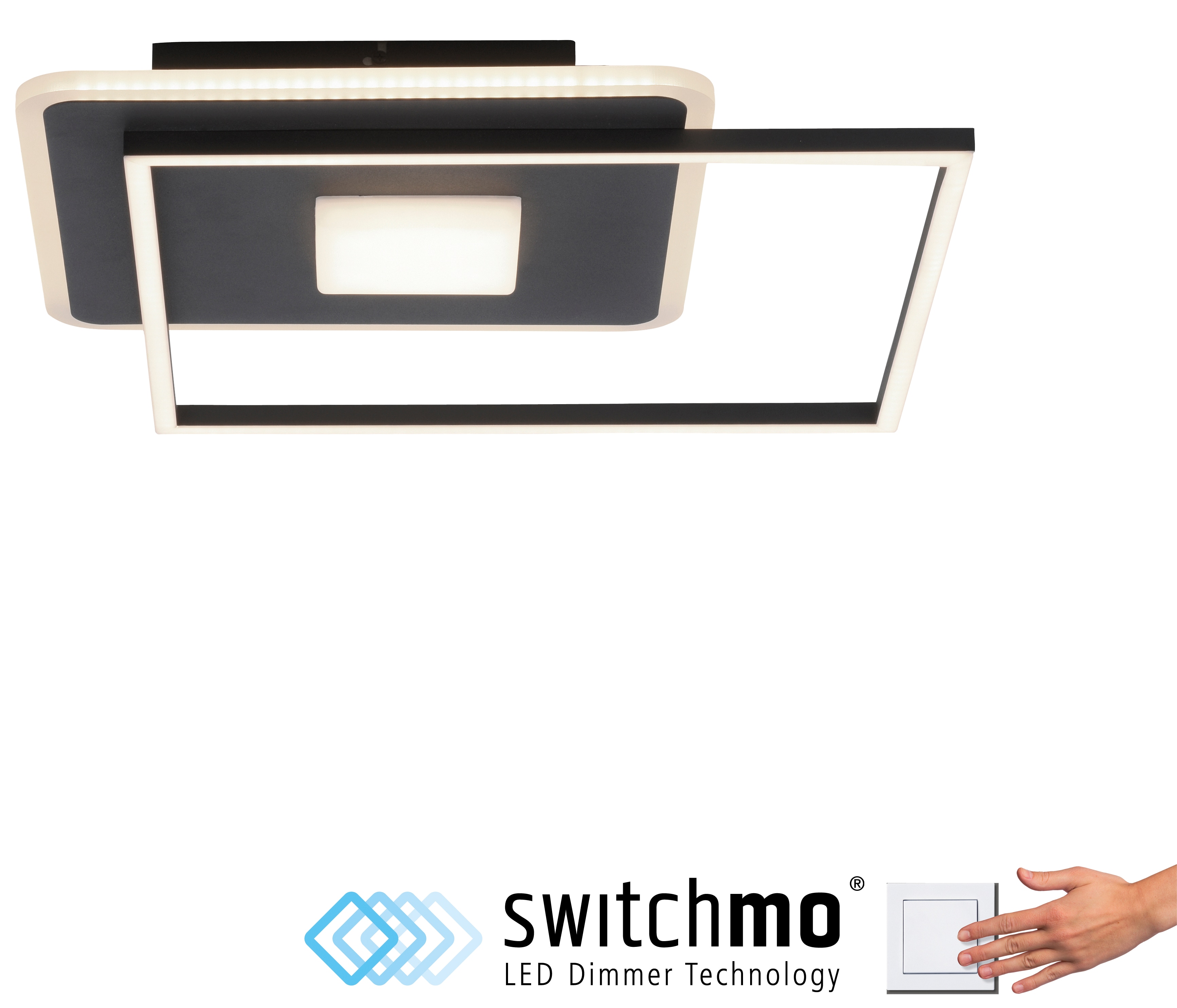 JUST LIGHT LED-Deckenleuchte 15045-18 schwarz, 26 W, 3600 lm, 3000 K, 3-Stufen-Schalter JUST LIGHT LED-Deckenleuchte 15045-18 schwarz, 26 W, 3600 lm, 3000 K, 3-Stufen-Schalter
