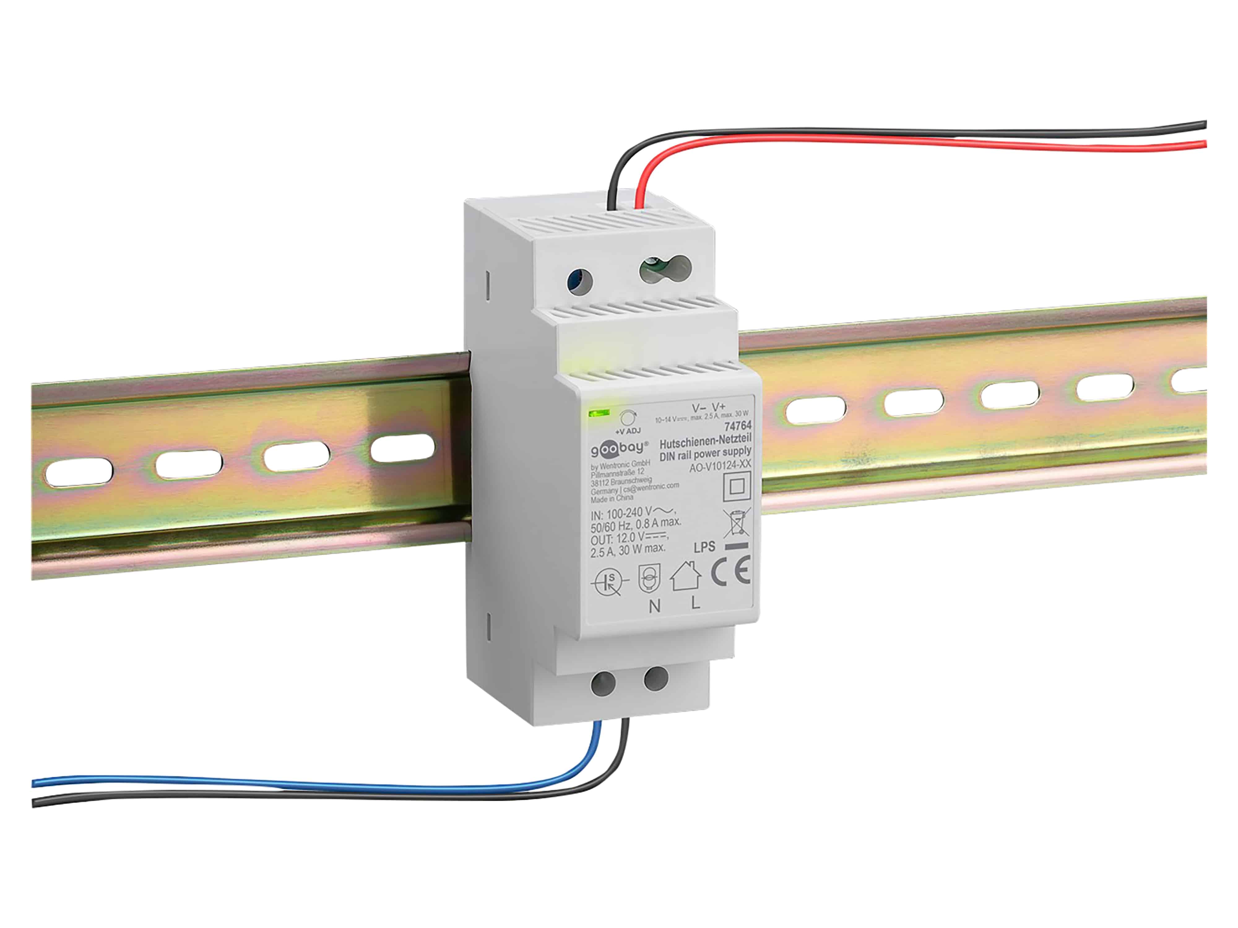 GOOBAY Hutschienen-Netzteil 74764, 12 V, 2,5 A, 30 W GOOBAY Hutschienen-Netzteil 74764, 12 V, 2,5 A, 30 W