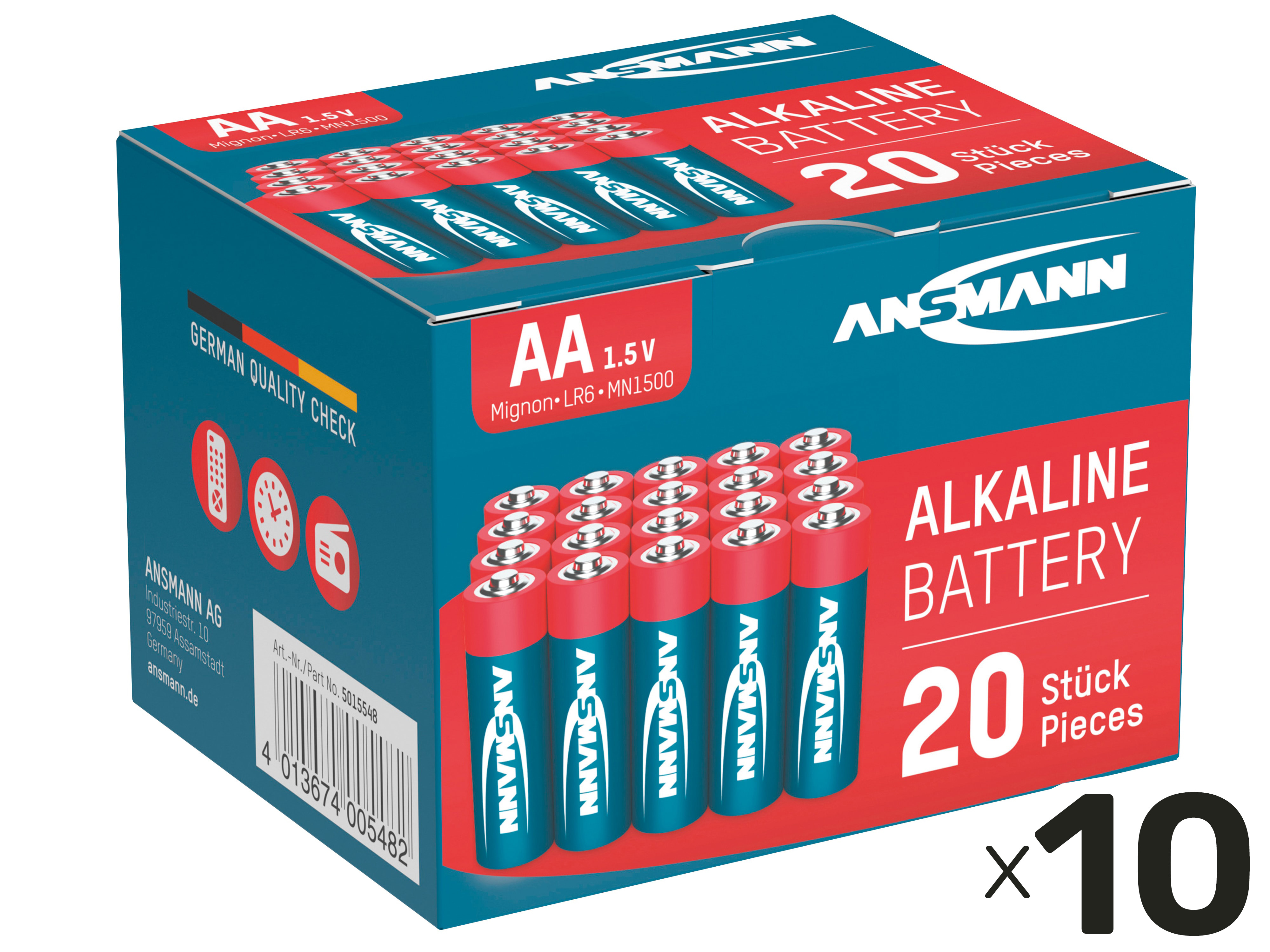 ANSMANN Mignon-Batterie-Set, Alkaline, 200 Stück, 1,5 V