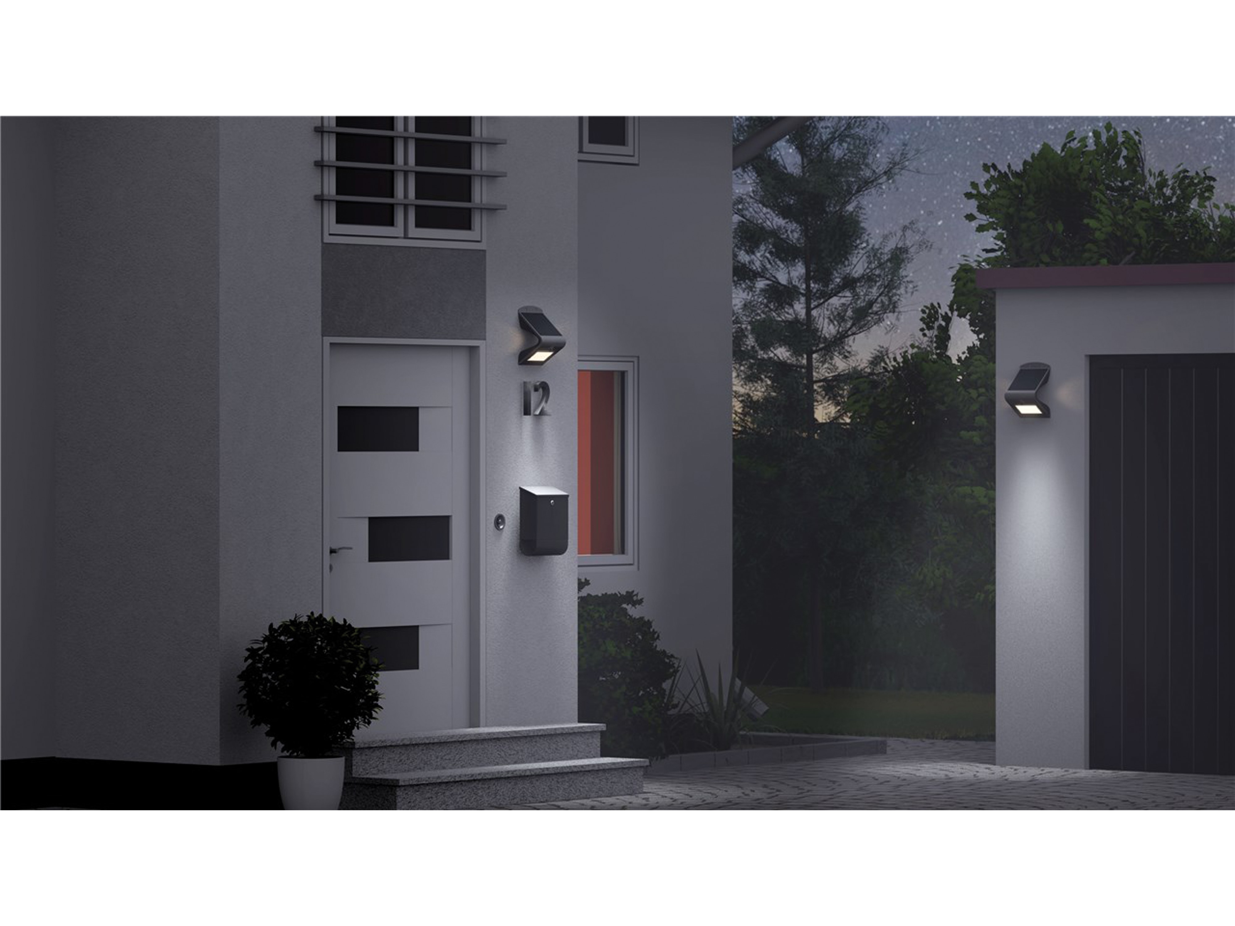 GOOBAY Solar LED-Wandleuchte mit Bewegungsmelder, 1,5 W, weiß