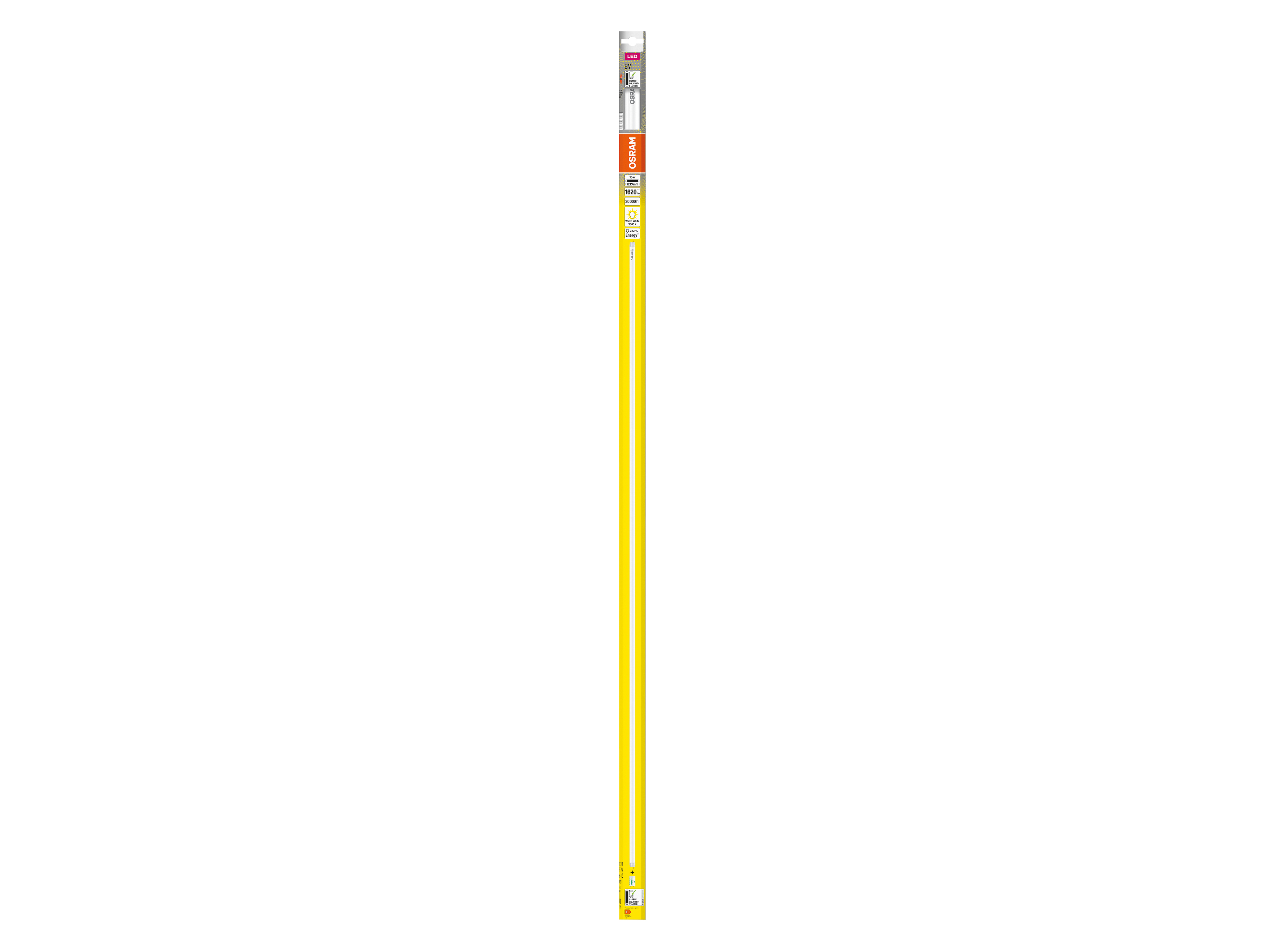 OSRAM LED-Röhre, T8, 1200mm, G13, EEK: F, 15W, 1620lm, 3000K, PC