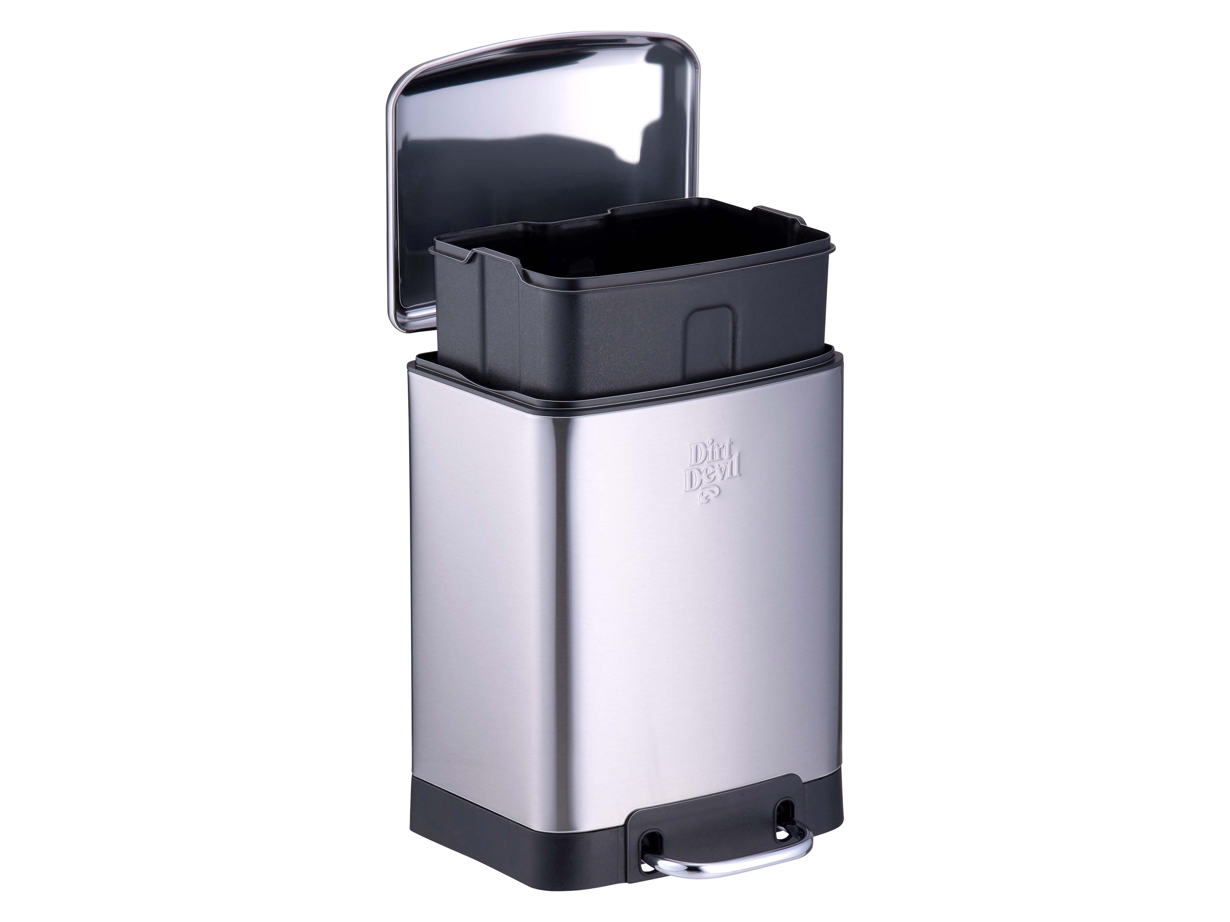 DIRT DEVIL Tretabfalleimer, 6 L, Soft Close, Edelstahl, silber DIRT DEVIL Tretabfalleimer, 6 L, Soft Close, Edelstahl, silber