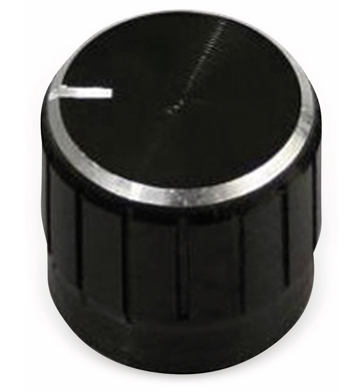 Aluminium-Drehknopf mit Zeigernase, 16x17 mm, schwarz Aluminium-Drehknopf mit Zeigernase, 16x17 mm, schwarz