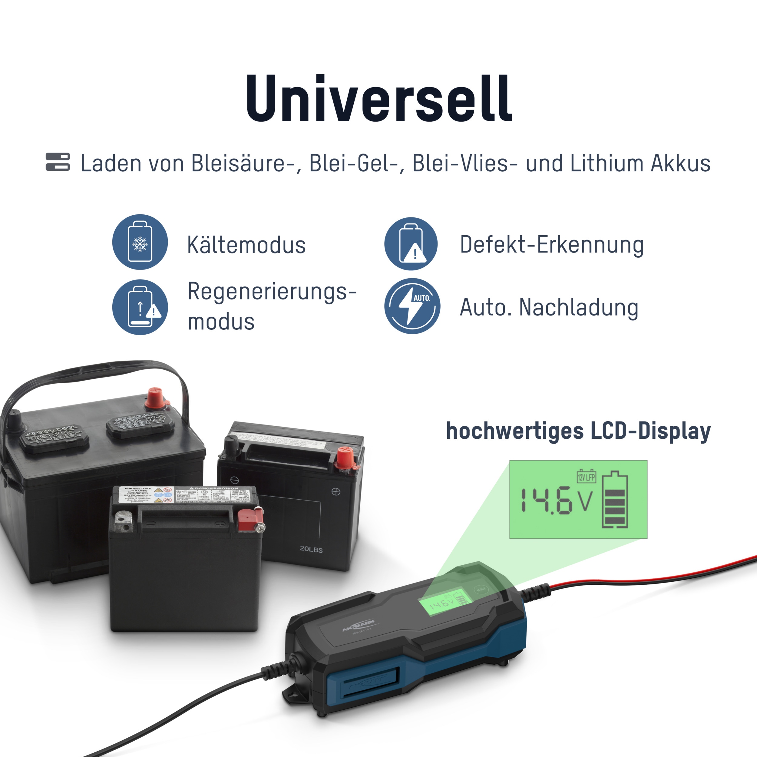 ANSMANN Autobatterie-Ladegerät + KFZ-Batterietester