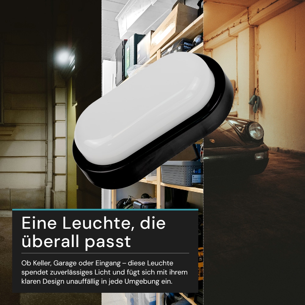 LUXULA LED-Kellerleuchte, 12W, EEK: F, 1080lm, CCT, IP54, schwarz LUXULA LED-Kellerleuchte, 12W, EEK: F, 1080lm, CCT, IP54, schwarz