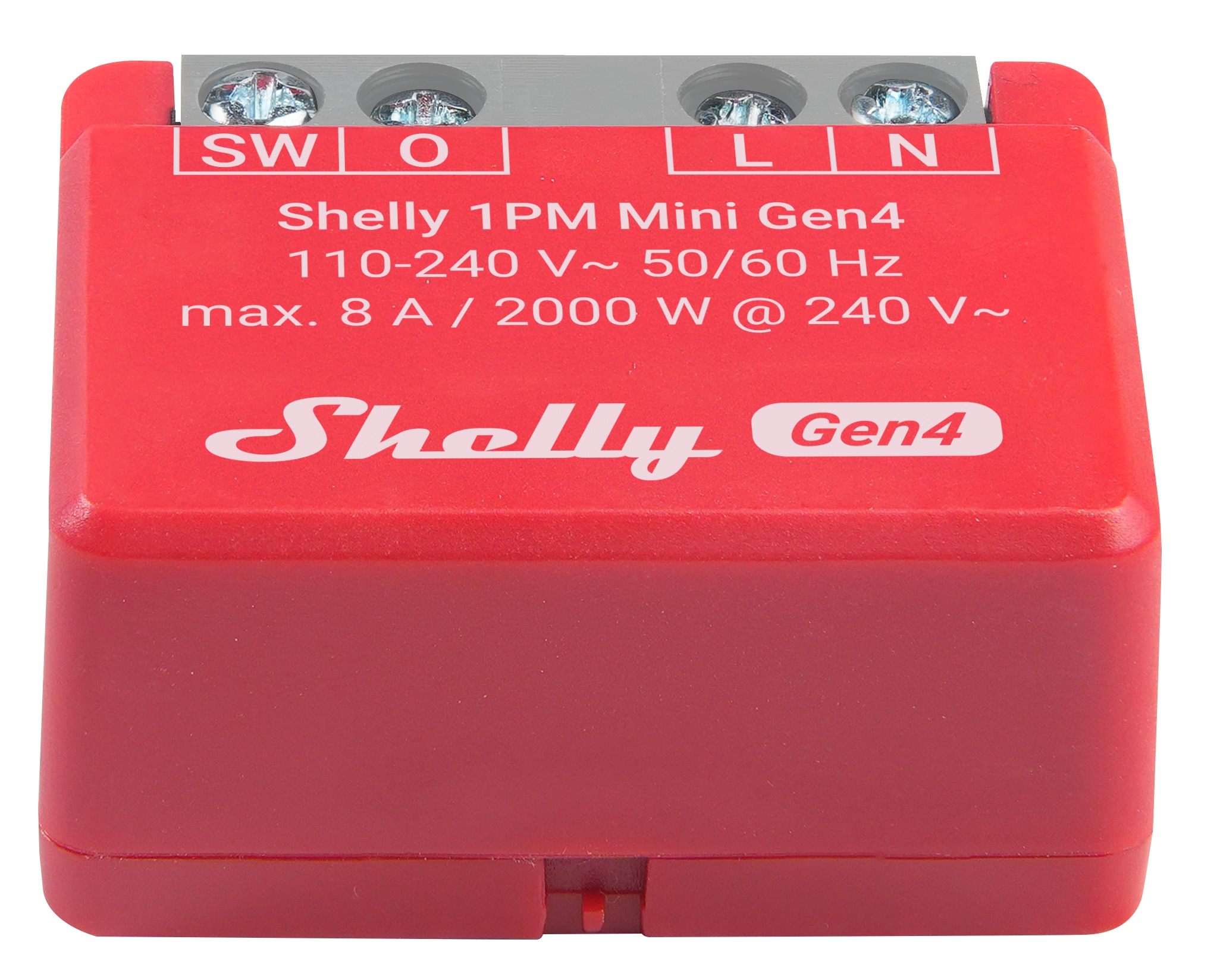 SHELLY Relais 1PM Mini Gen4, 8 A, WLAN, Bluetooth, rot, 2 Stück