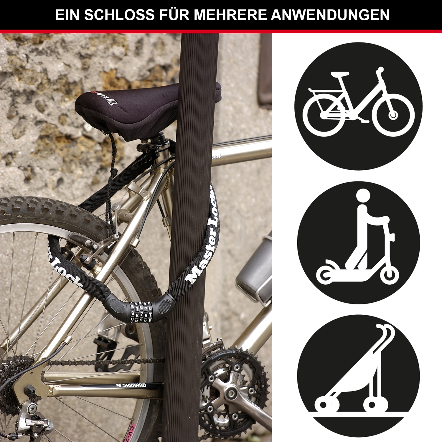 MASTERLOCK Fahrradkettenschloss 8392EURDPRO, 8mm aus gehärt. Stahl MASTERLOCK Fahrradkettenschloss 8392EURDPRO, 8mm aus gehärt. Stahl