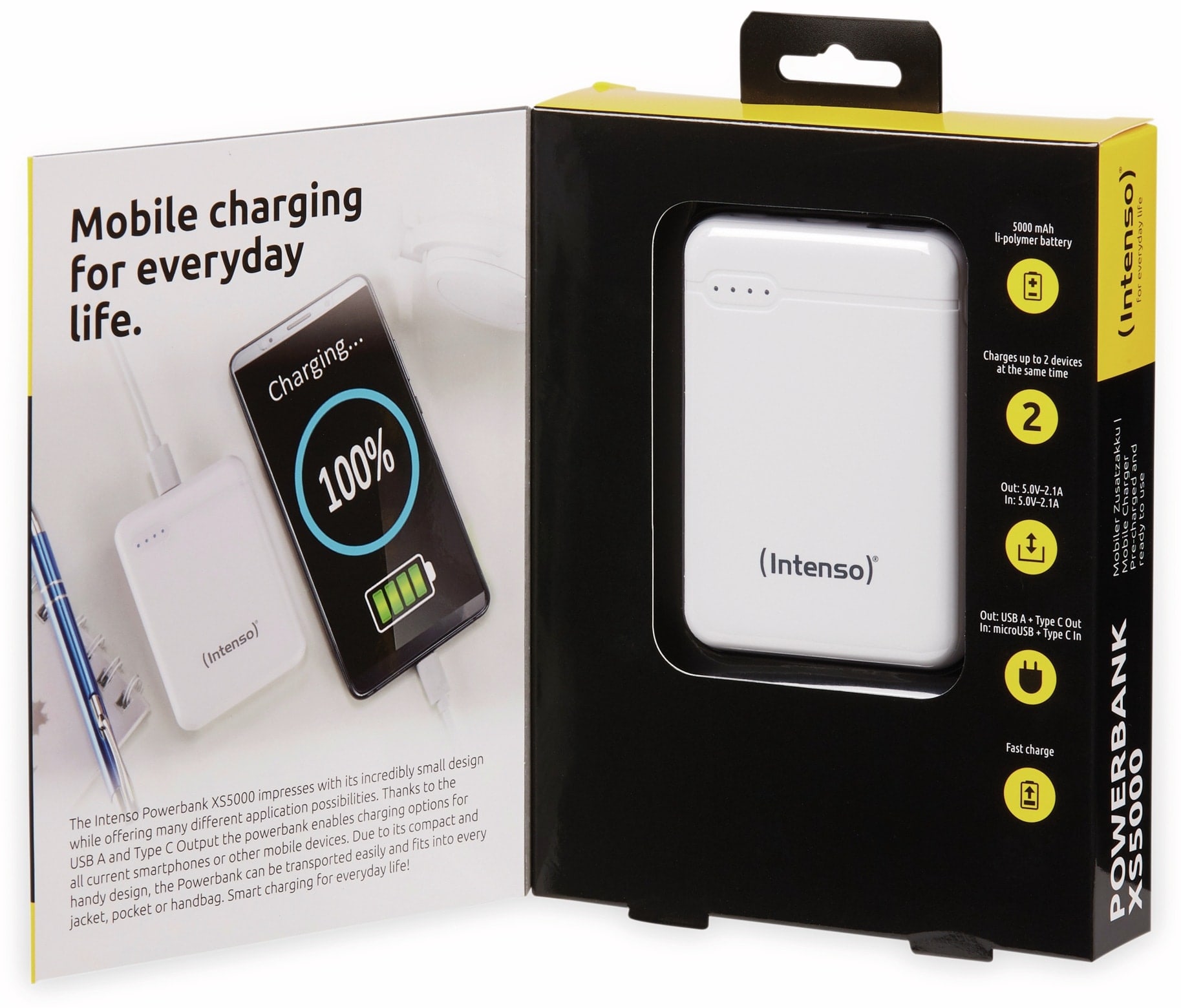INTENSO USB Powerbank 7313522 XS 5000, 5.000 mAh, weiß INTENSO USB Powerbank 7313522 XS 5000, 5.000 mAh, weiß