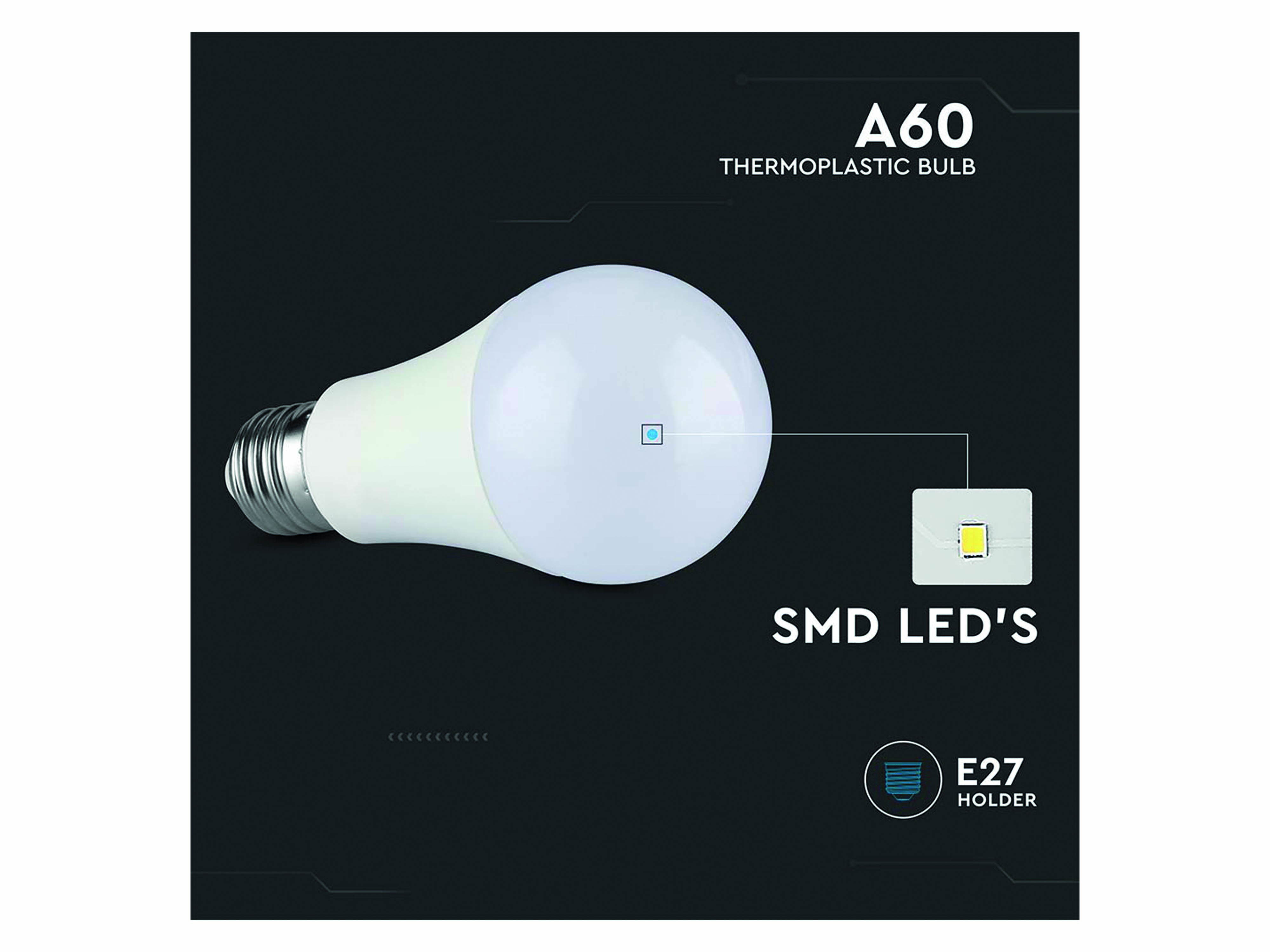 V-TAC LED-Lampe VT-2099, E27, EEK: F, 8,5 W, 806 lm, 3000 K V-TAC LED-Lampe VT-2099, E27, EEK: F, 8,5 W, 806 lm, 3000 K