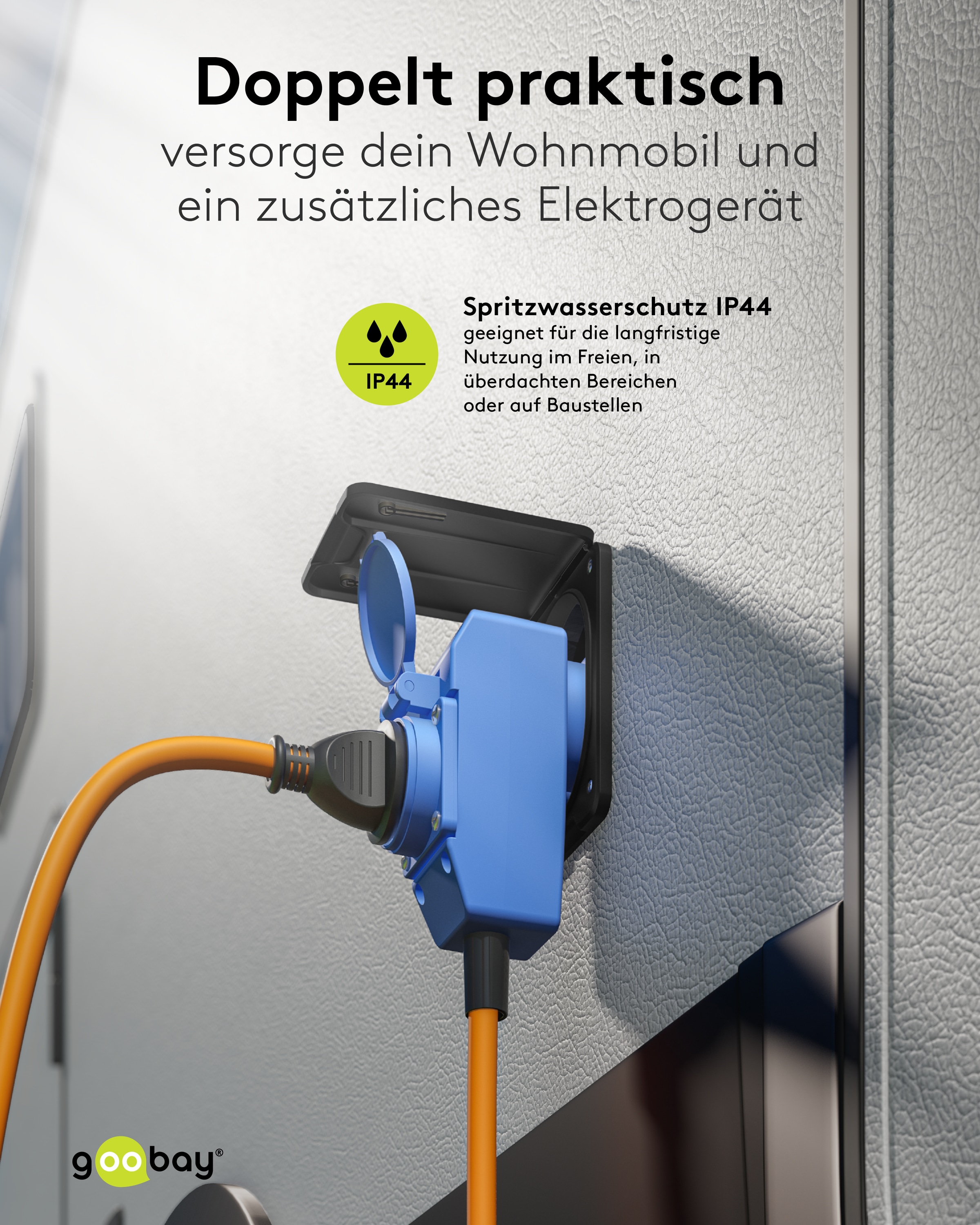 GOOBAY CEE-Adapterkabel 76232, 1,5 m, Stecker zu Kupplung + Schutzkontakt Kupplung GOOBAY CEE-Adapterkabel 76232, 1,5 m, Stecker zu Kupplung + Schutzkontakt Kupplung