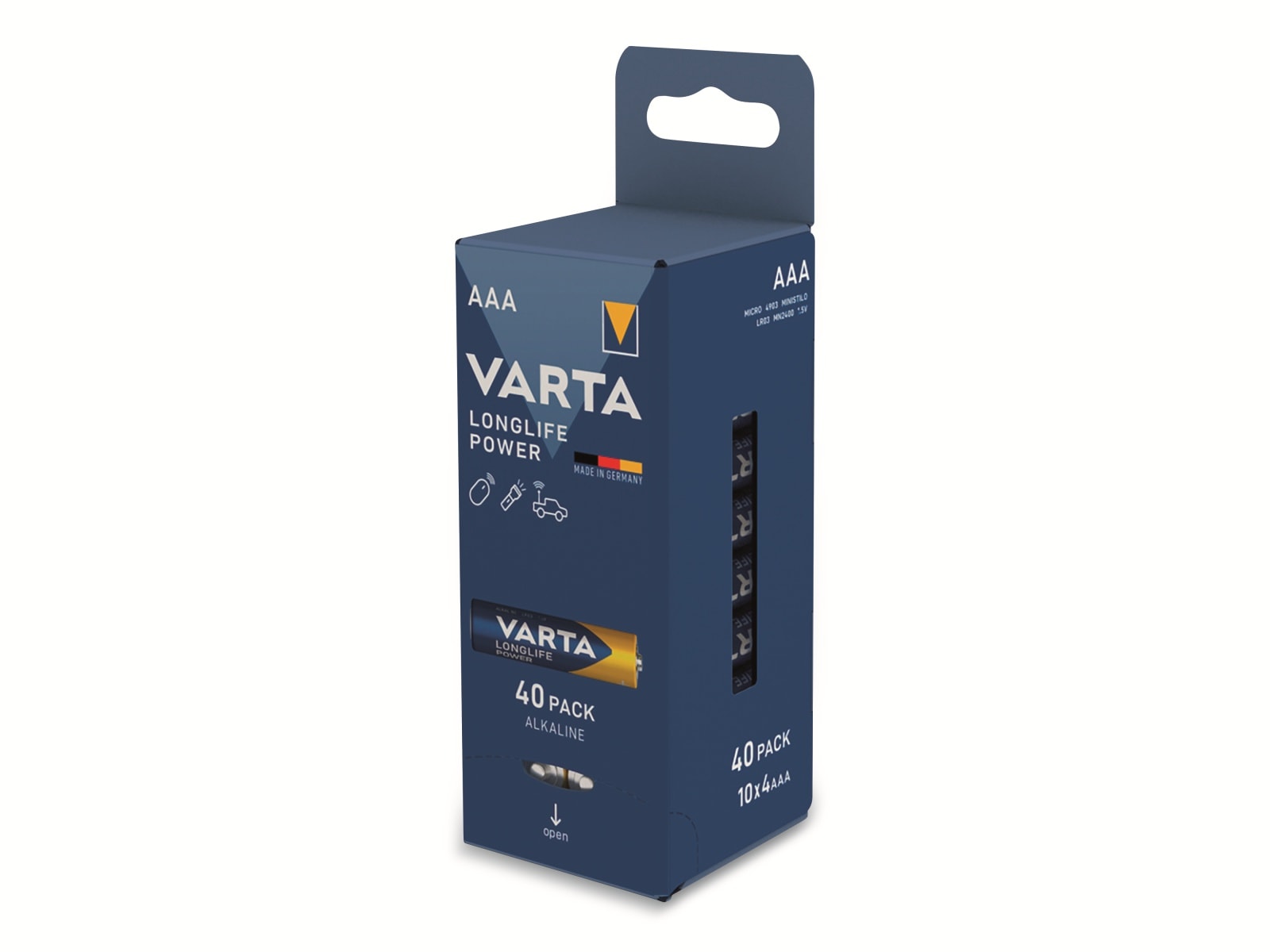 VARTA Batterie Alkaline, Micro, AAA, LR03, 1.5V, Longlife Power, 40 Stück VARTA Batterie Alkaline, Micro, AAA, LR03, 1.5V, Longlife Power, 40 Stück