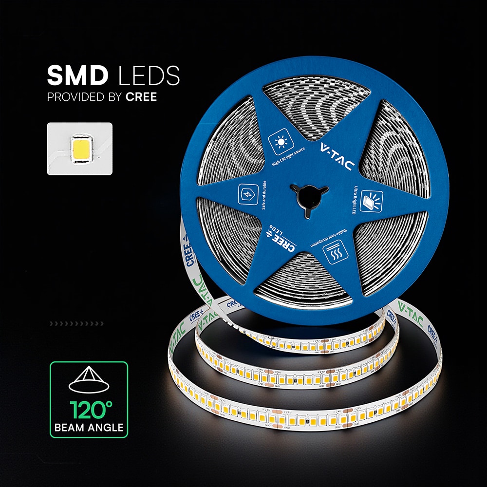 V-TAC LED-Strip VT-2126016, 180W, EEK: E, 21500lm, 6500K, 120°, 24V, 10m V-TAC LED-Stripe VT-2126016, 180W, EEK: E, 21500lm, 6500K, 120°, 24V, 10m
